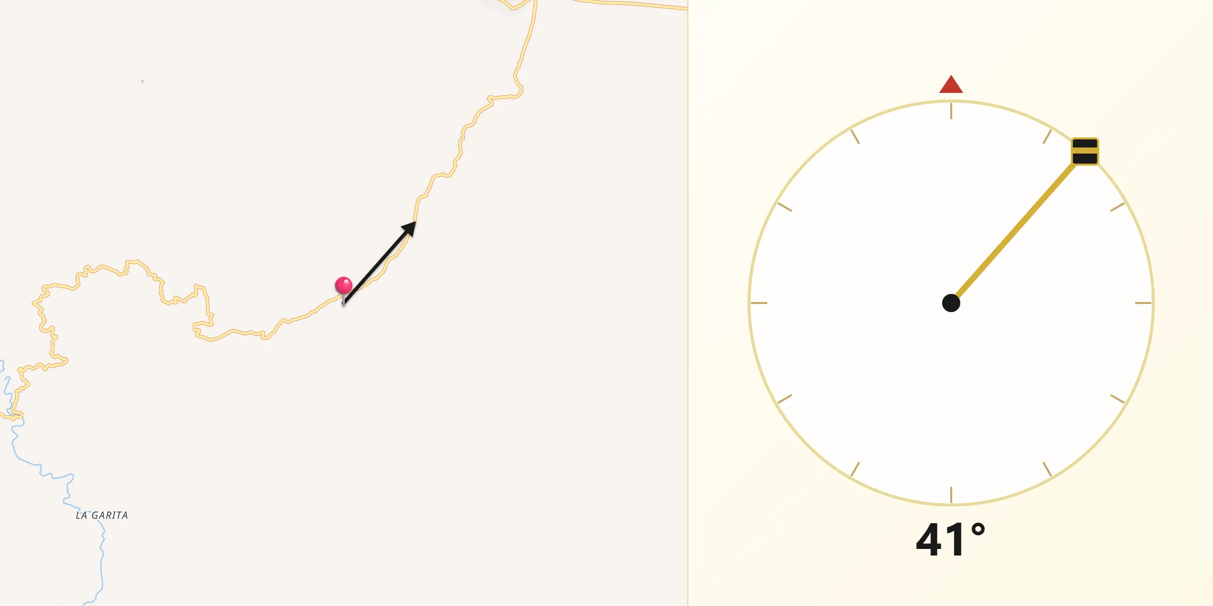Dirección de la Qibla desde Copales