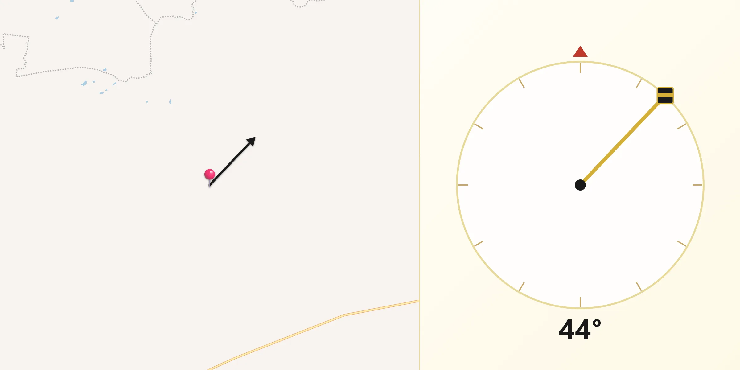 Dirección de la Qibla desde La Vaquera