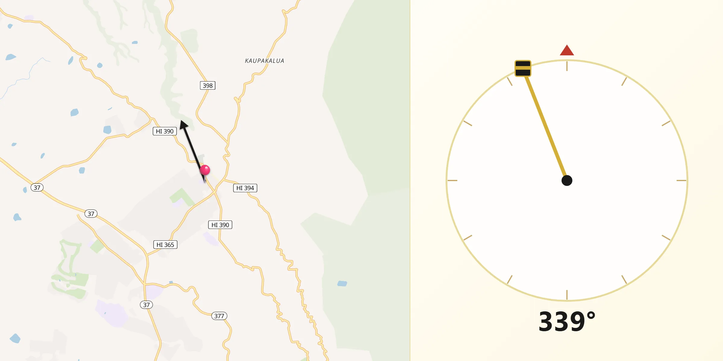 Qibla Direction from Makawao