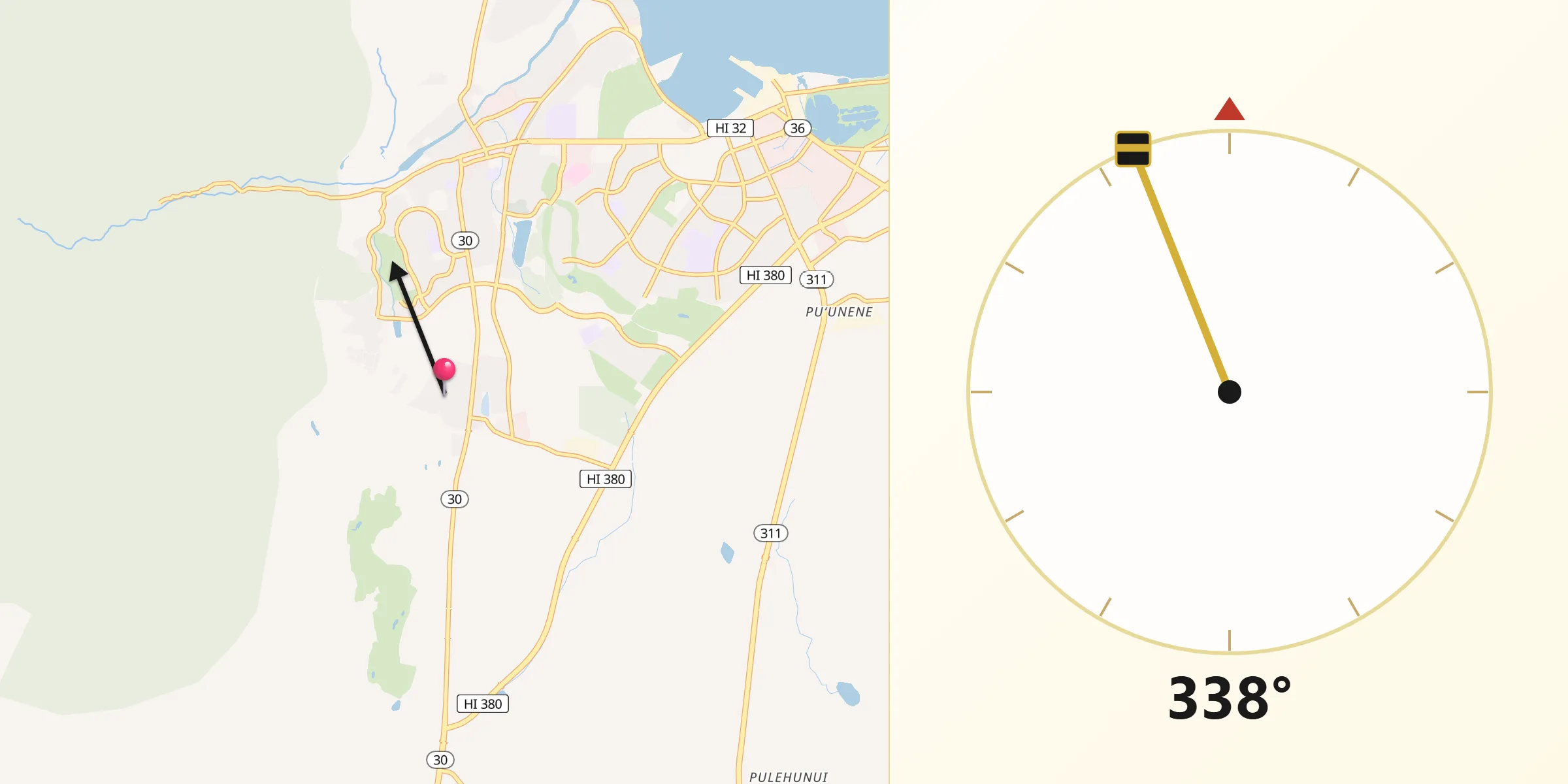 Qibla Direction from Waikapū