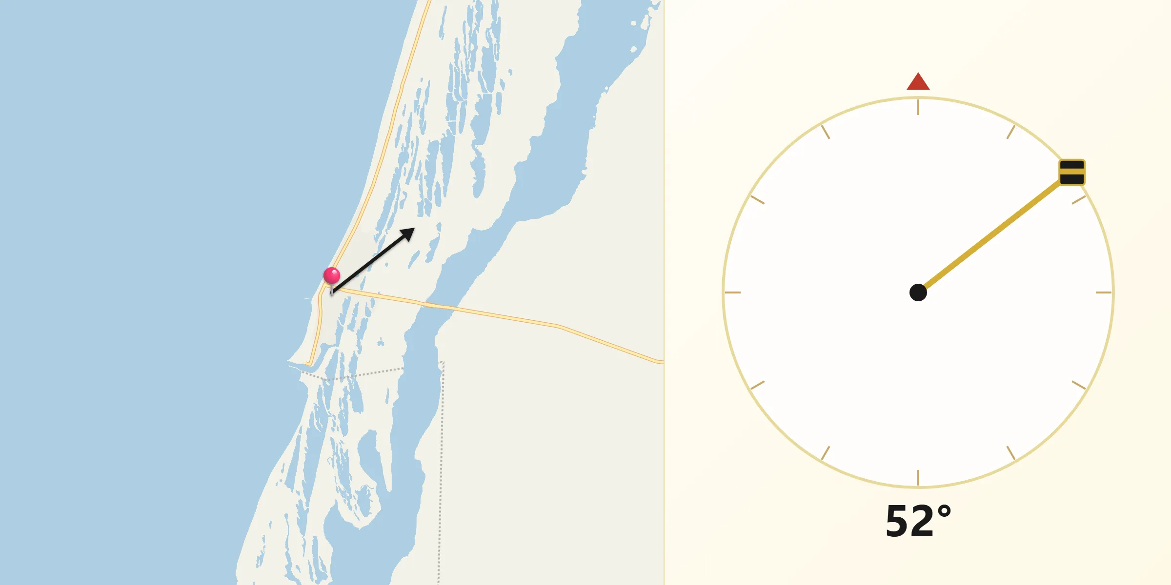 Dirección de la Qibla desde Celestún