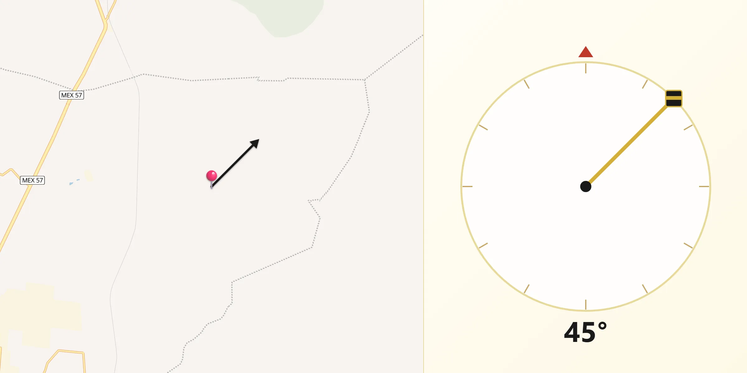 Dirección de la Qibla desde La Gotera