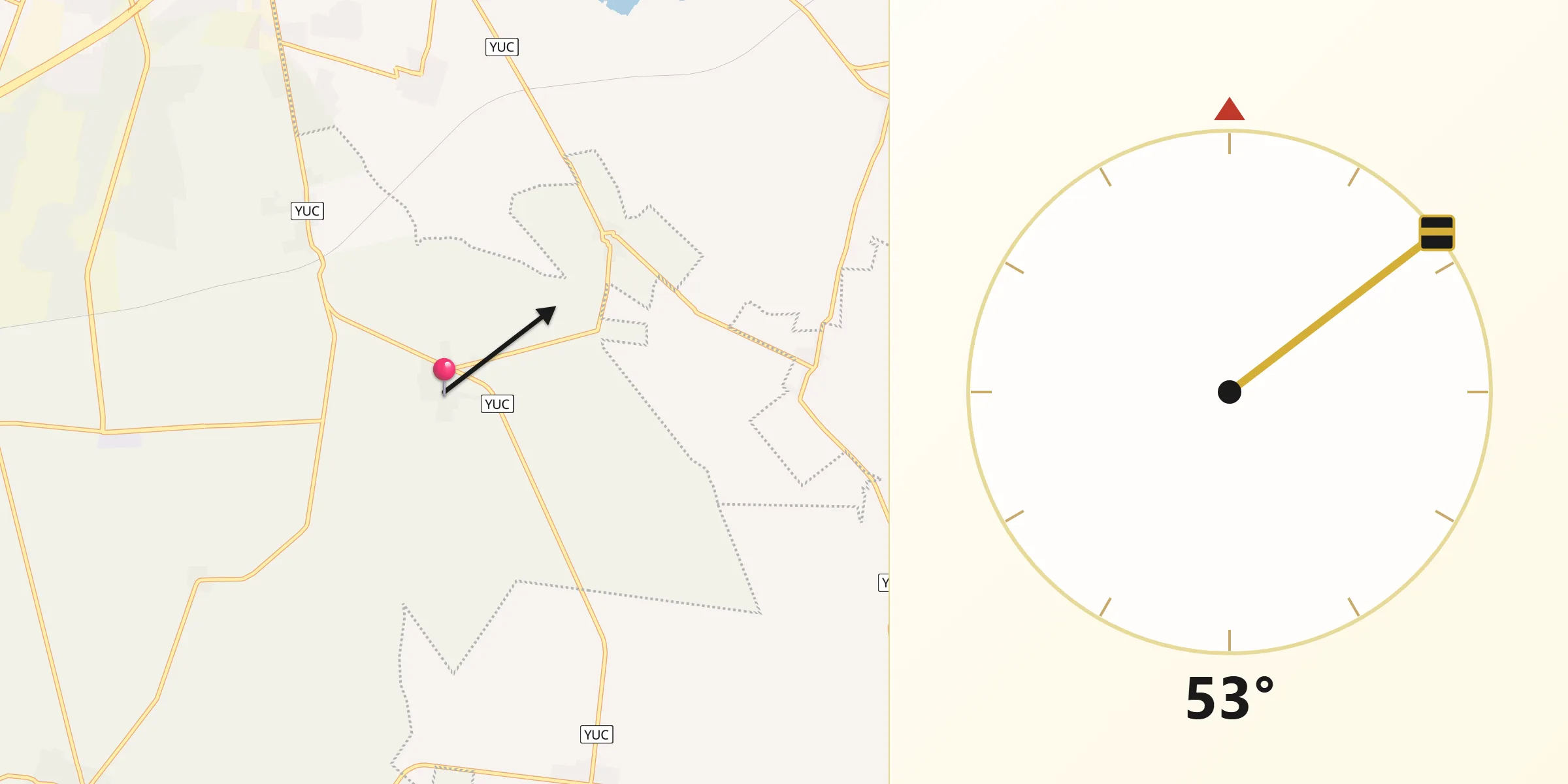 Dirección de la Qibla desde San Pedro Chimay