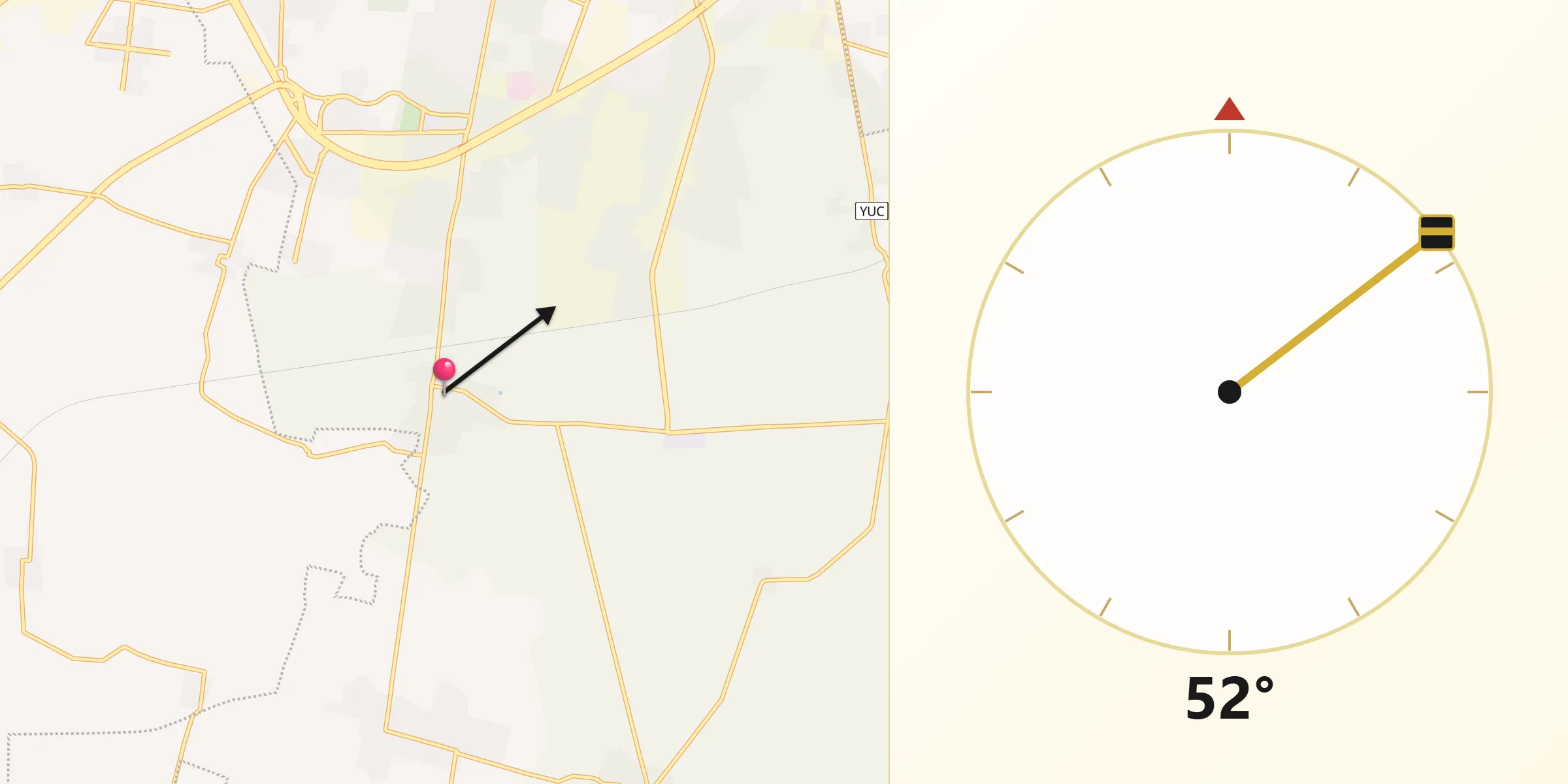 Dirección de la Qibla desde Dzununcan