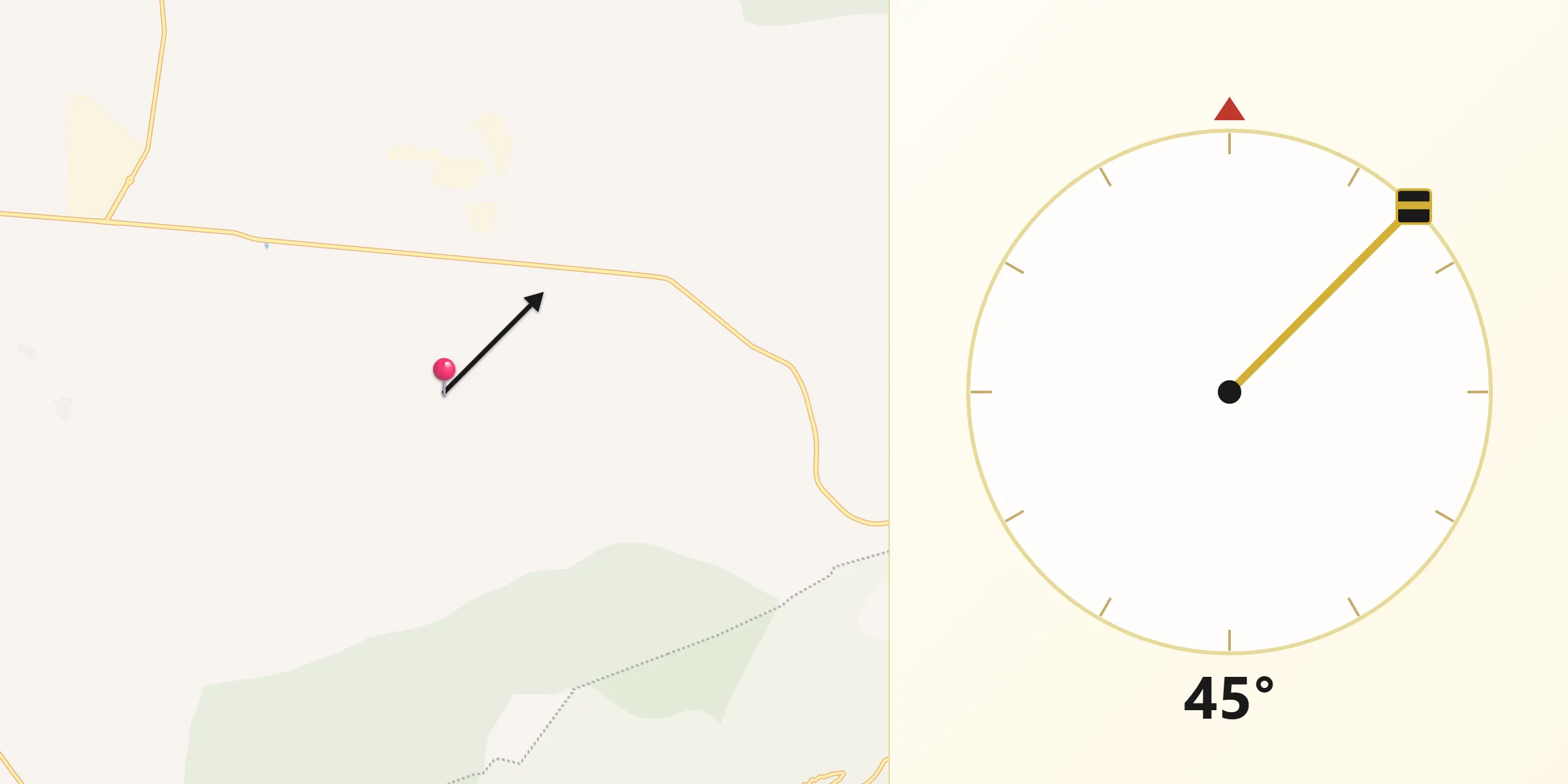 Dirección de la Qibla desde Guadalupe de Tambula