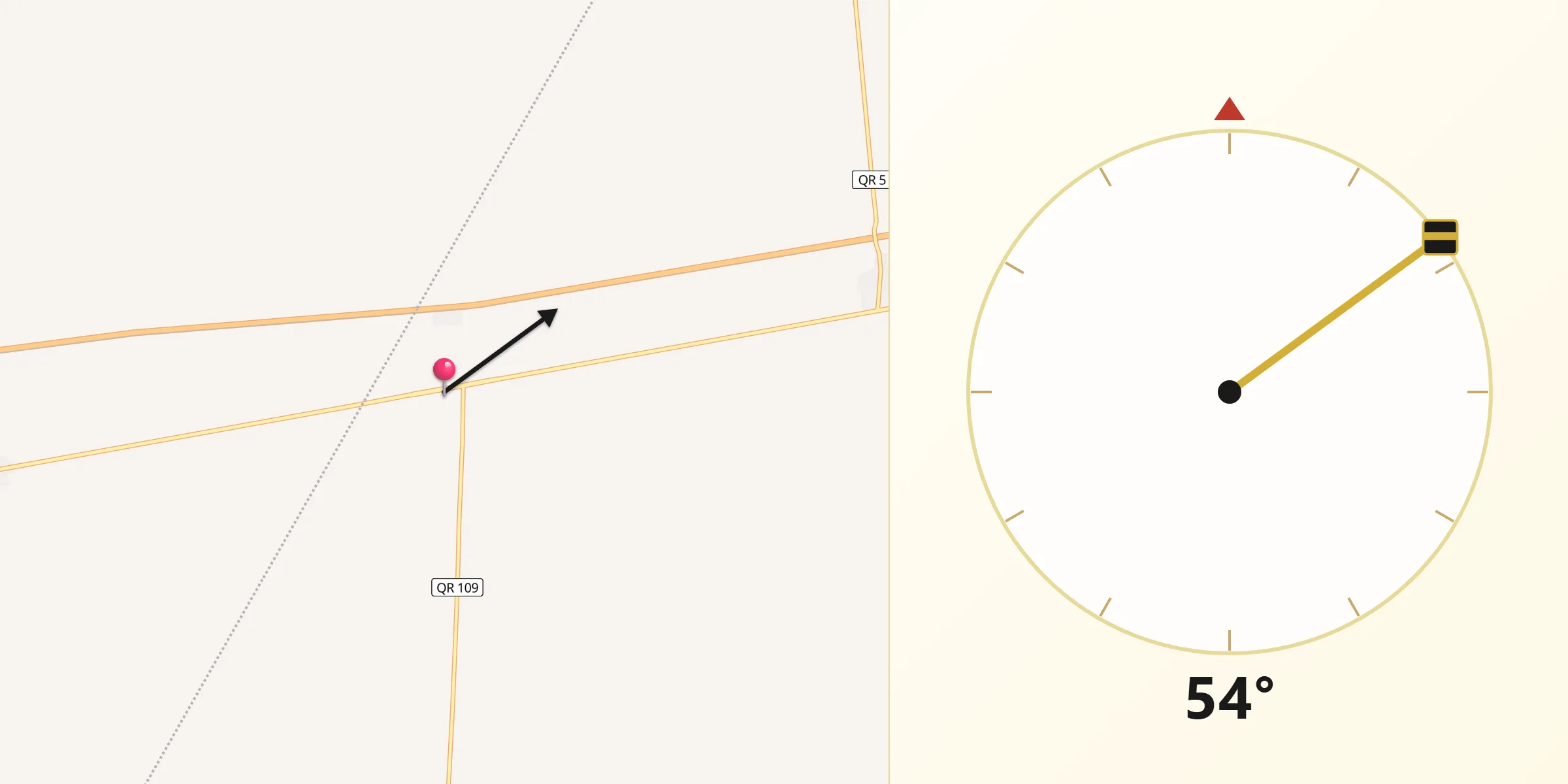 Dirección de la Qibla desde Nuevo Xcán