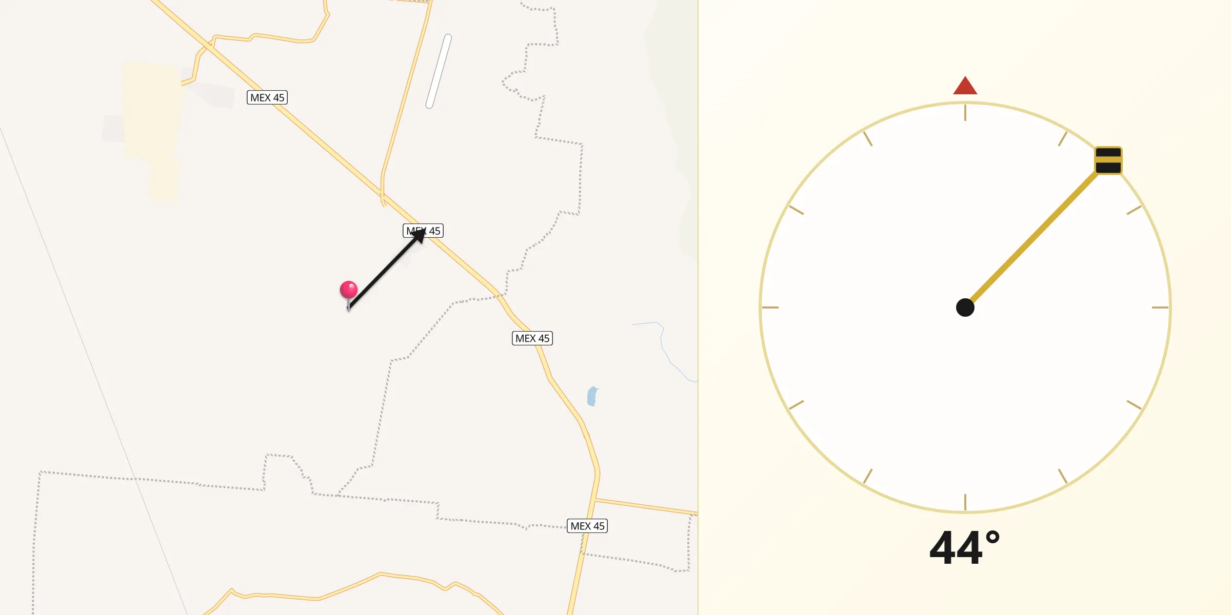 Dirección de la Qibla desde Medio Sitio