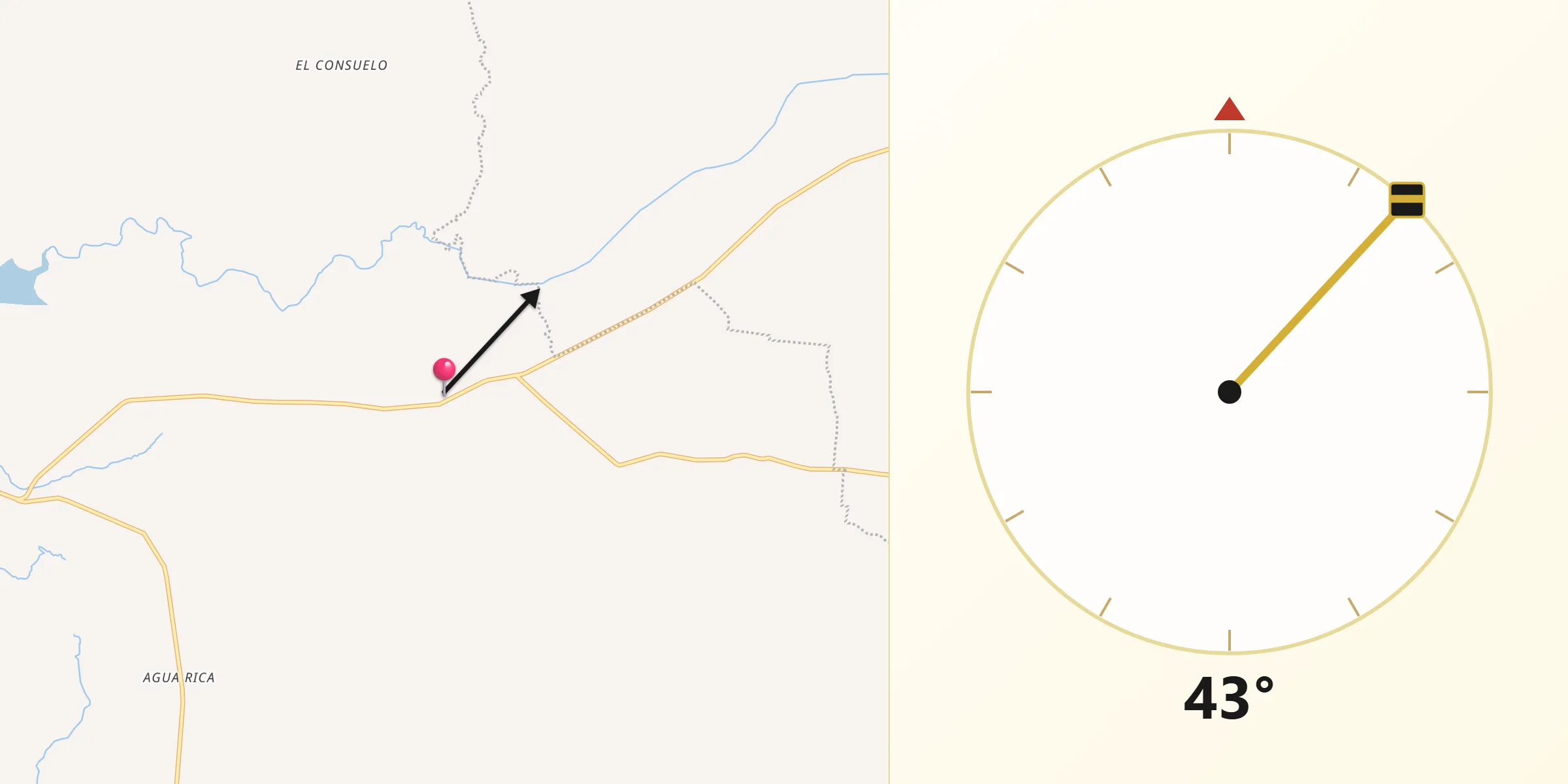Dirección de la Qibla desde Palos Altos