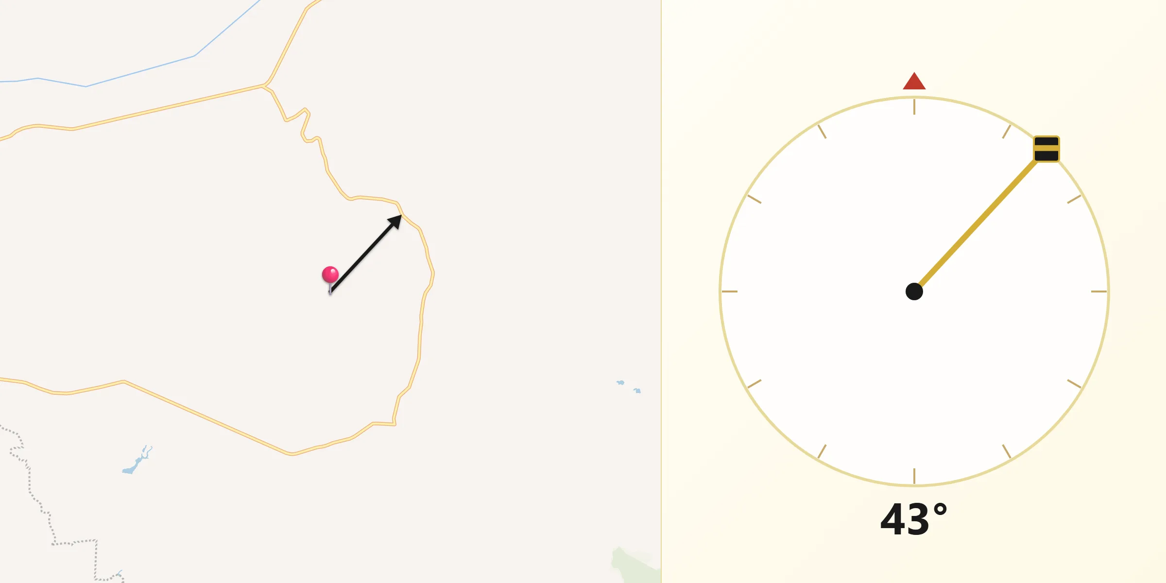 Dirección de la Qibla desde El Llano de Barajas