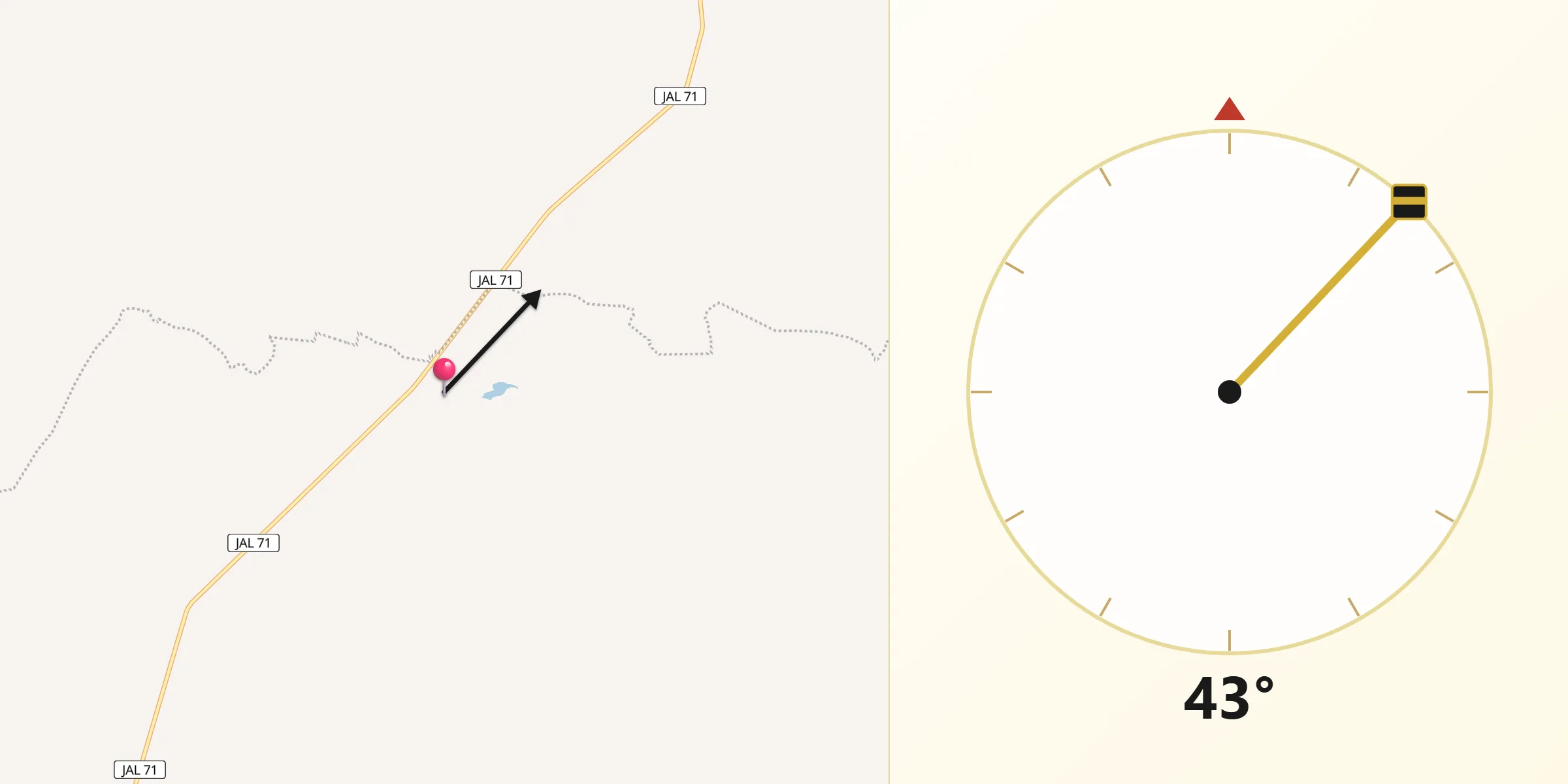Dirección de la Qibla desde Santa María del Valle