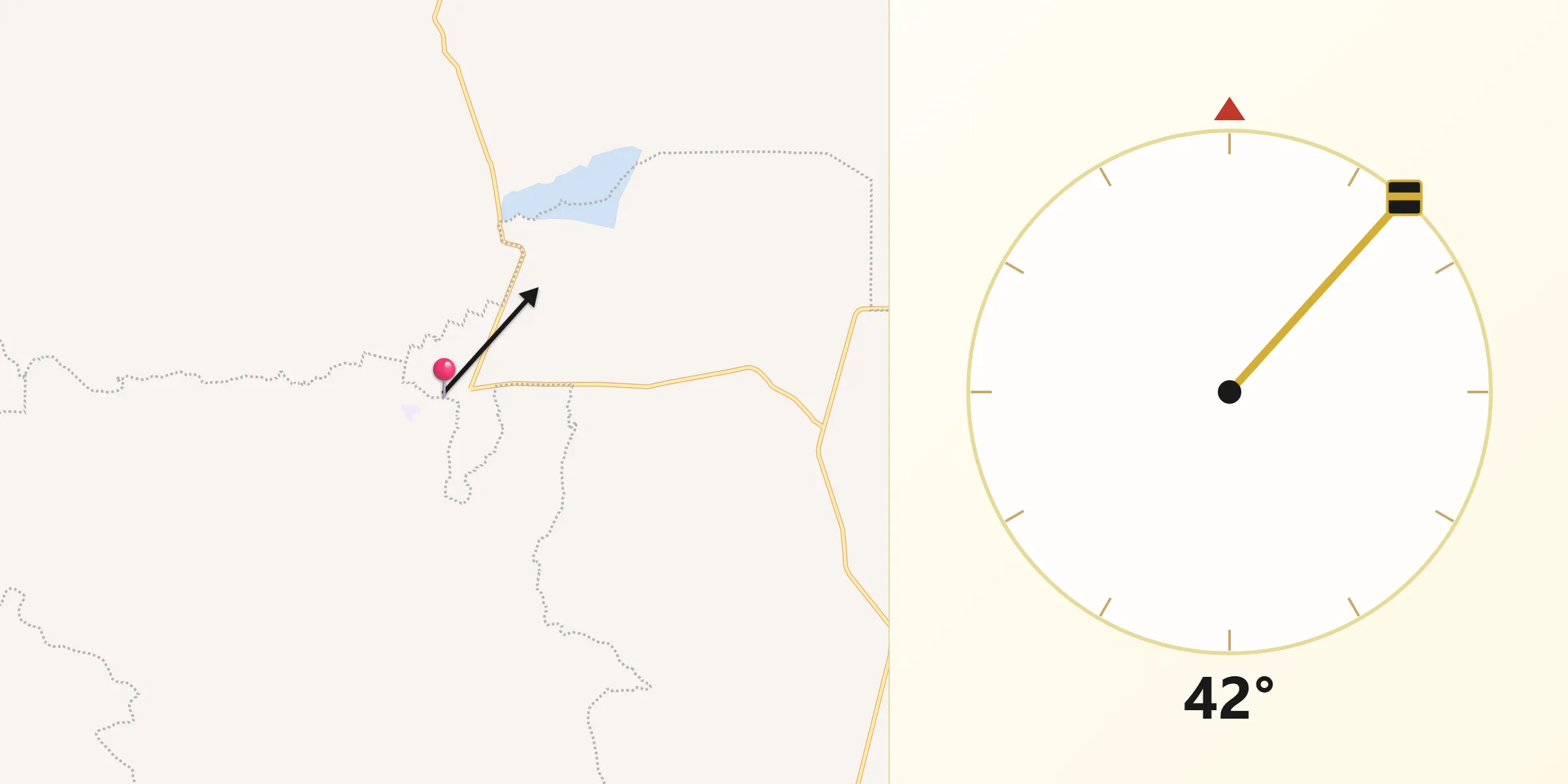 Dirección de la Qibla desde La Estancia de Ayones