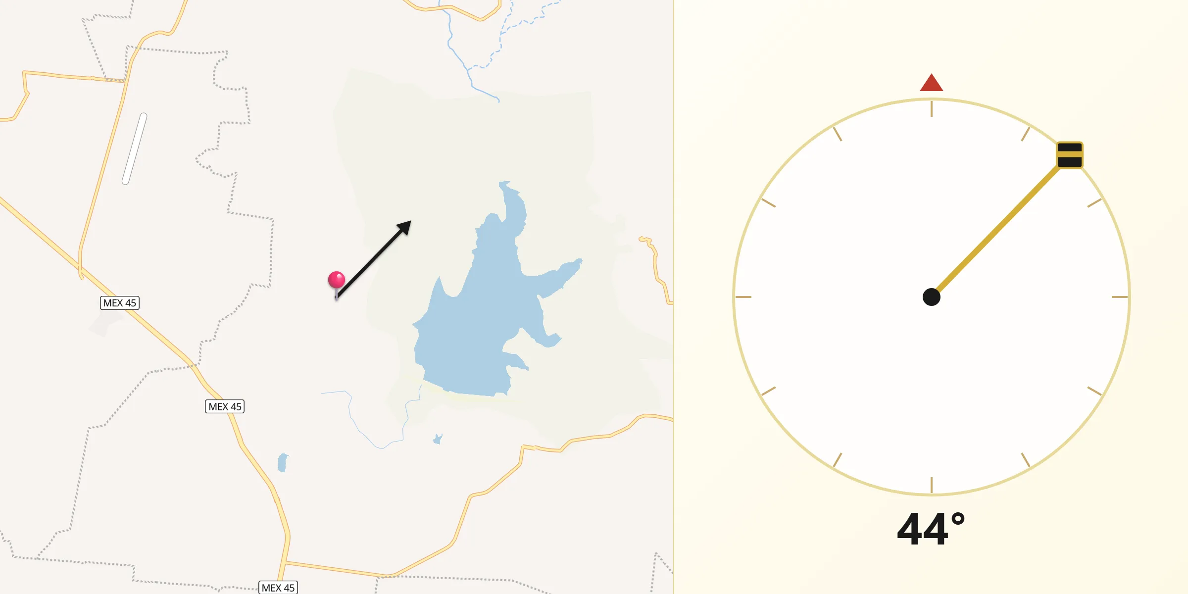 Dirección de la Qibla desde Capulín de Bustos