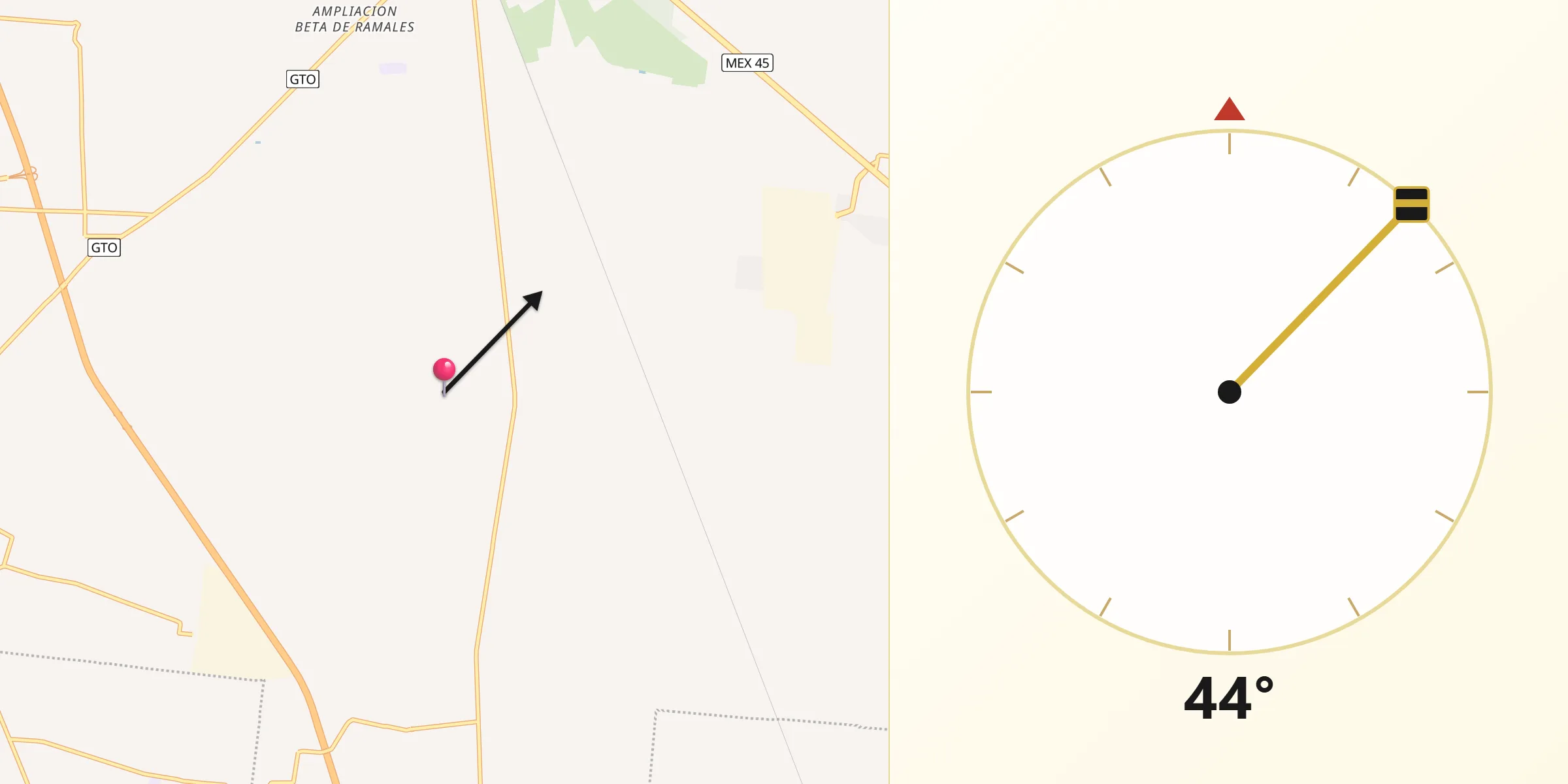 Dirección de la Qibla desde Los Medranos