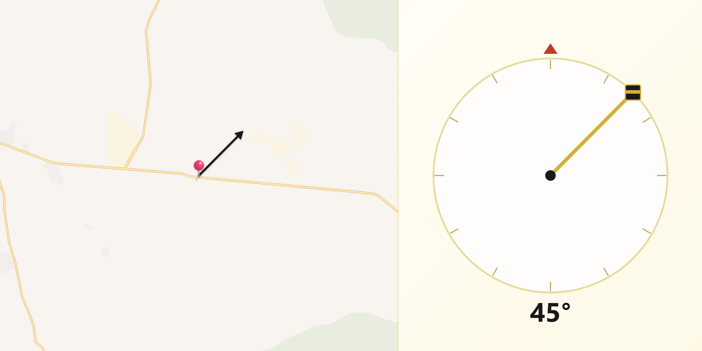 Dirección de la Qibla desde Cerritos
