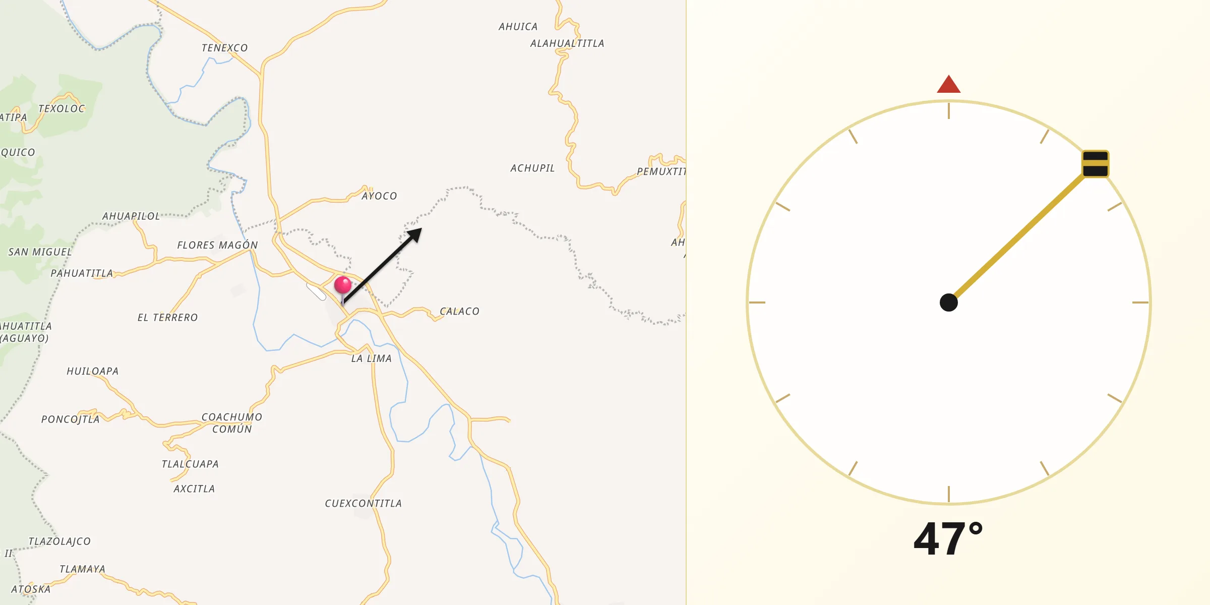 Dirección de la Qibla desde Benito Juárez
