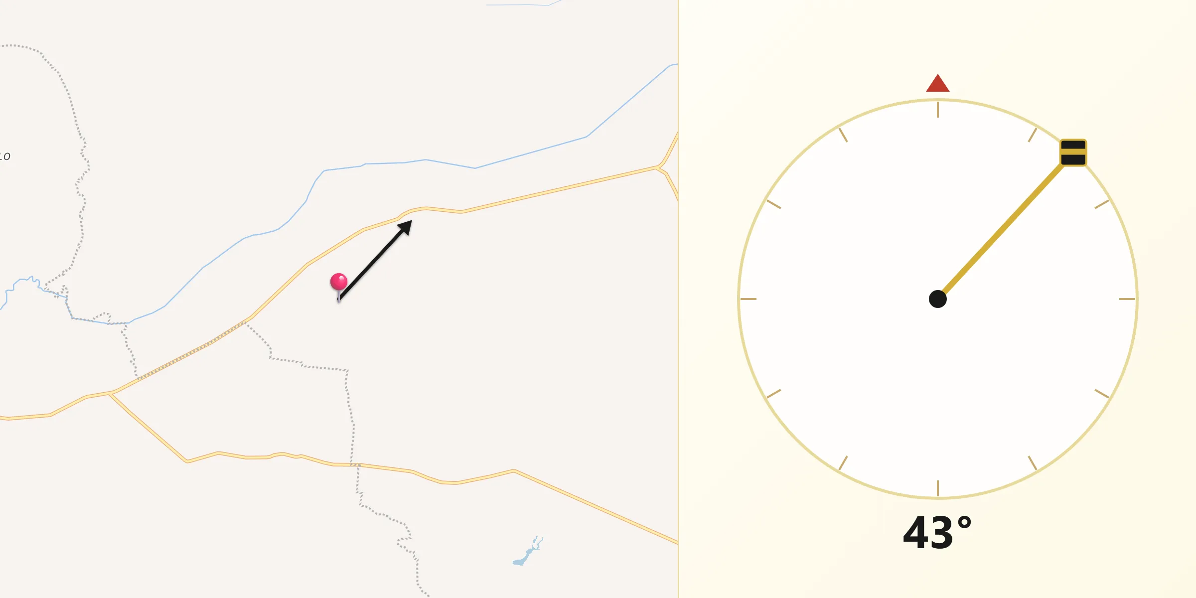 Dirección de la Qibla desde Cerrito de Tierra