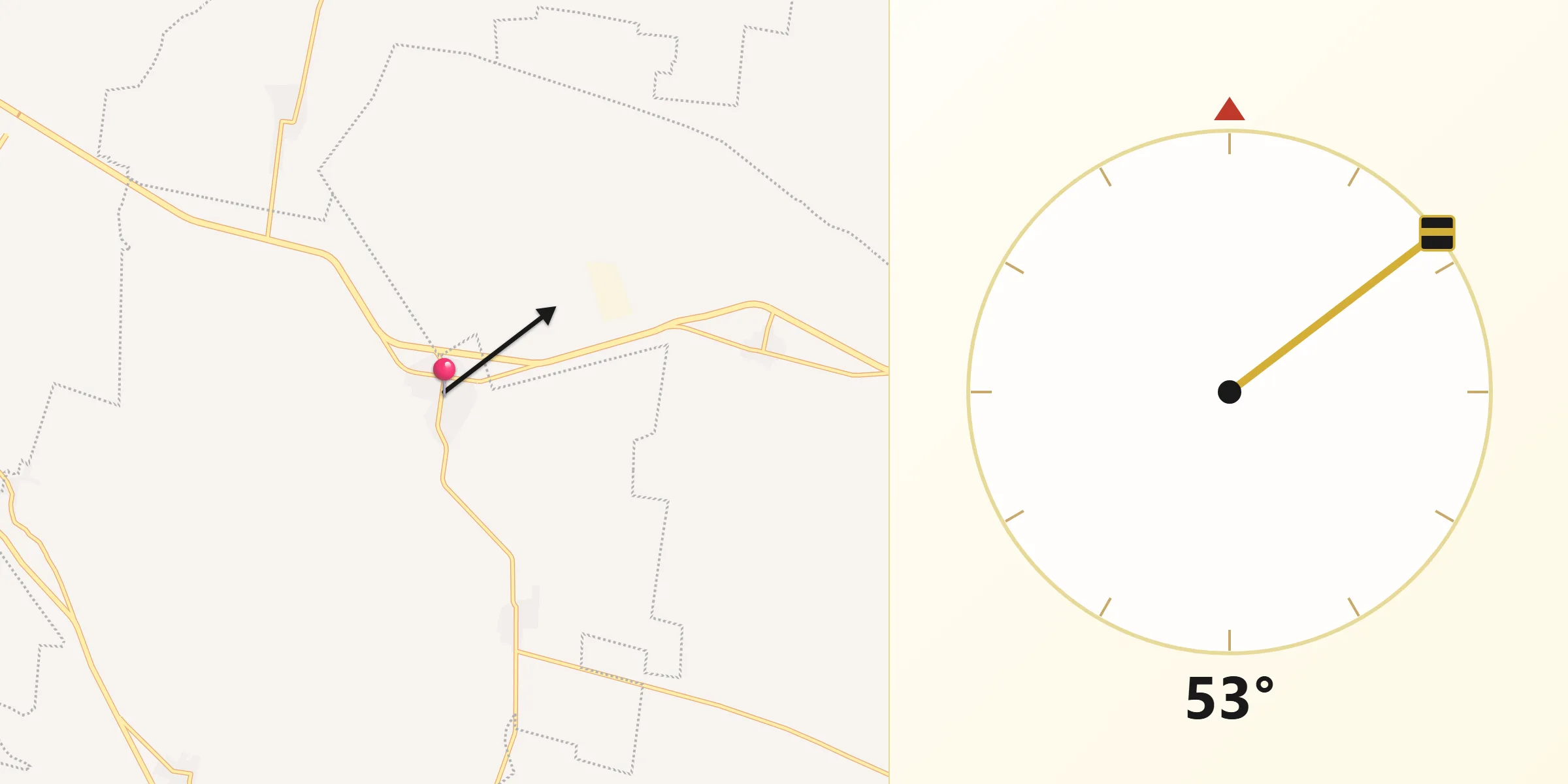 Dirección de la Qibla desde Ticopó