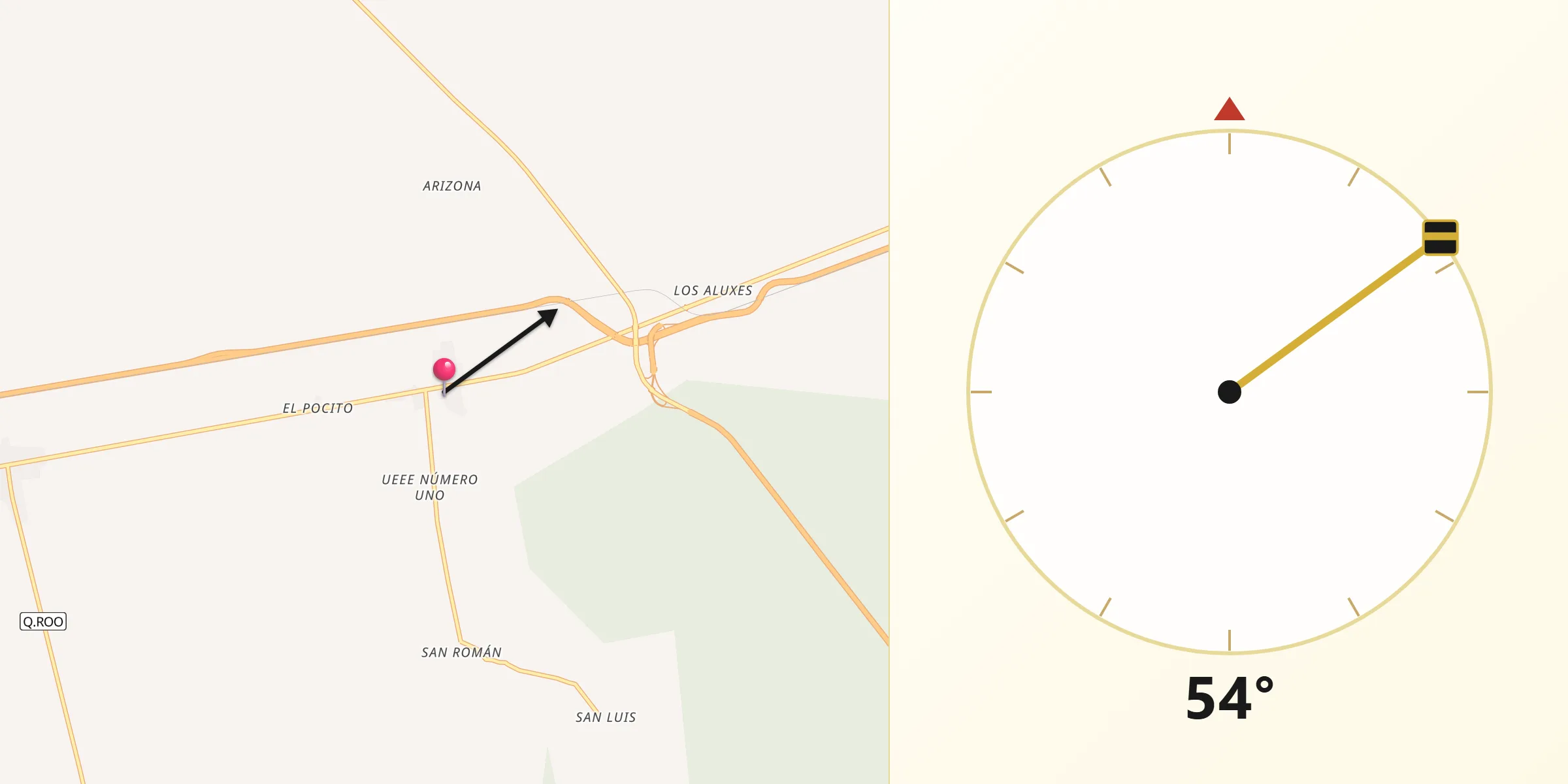 Dirección de la Qibla desde El Tintal