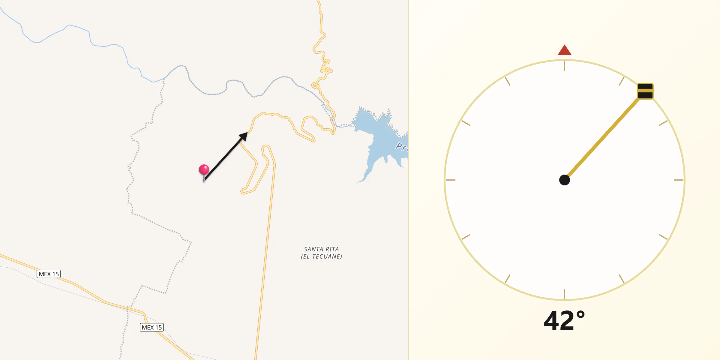 Dirección de la Qibla desde La Mata