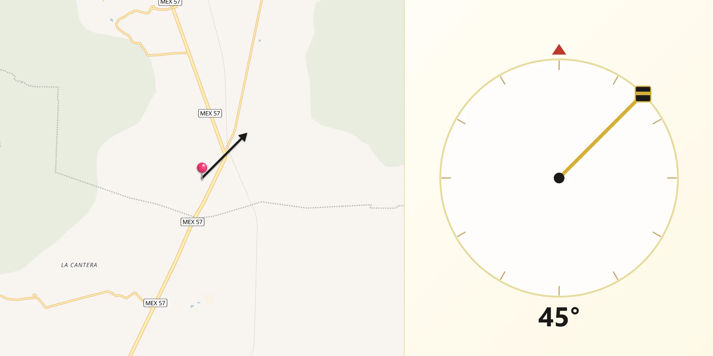 Dirección de la Qibla desde Puerto de Carroza