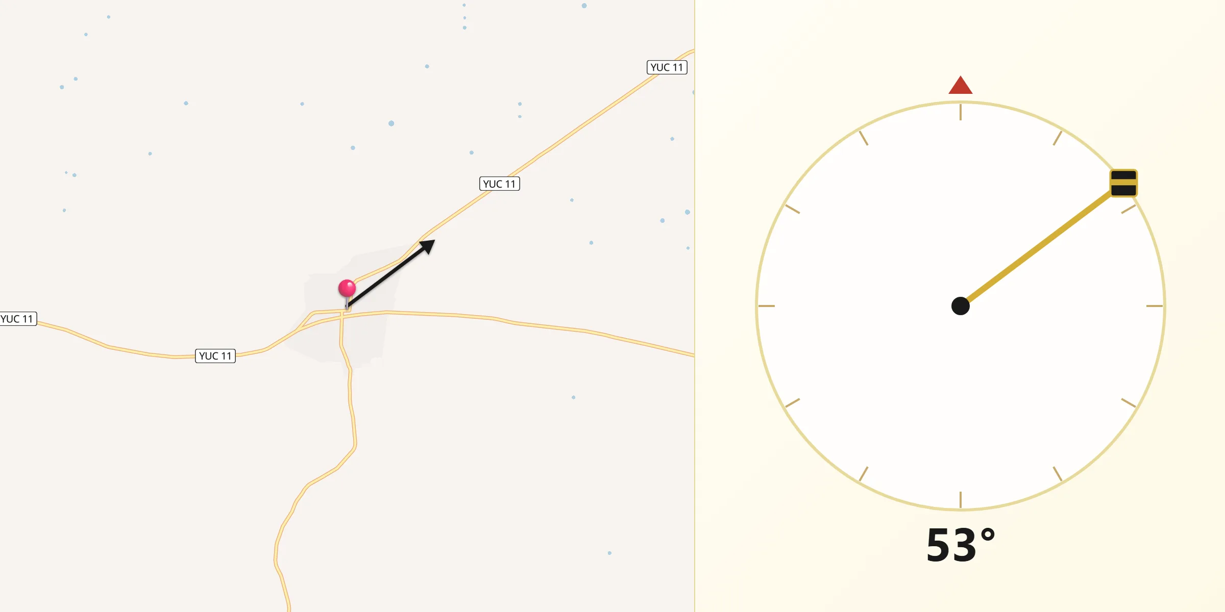 Dirección de la Qibla desde Tunkas
