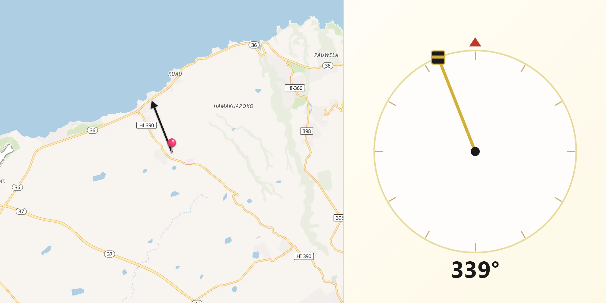 Qibla Direction from Paia