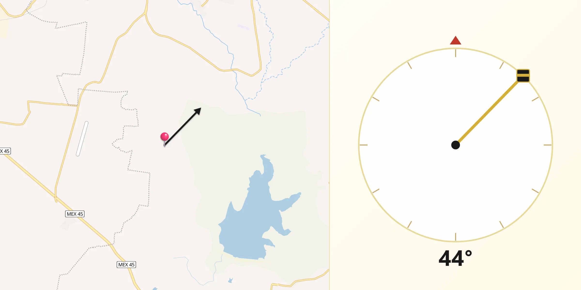 Dirección de la Qibla desde Cañada de Bustos