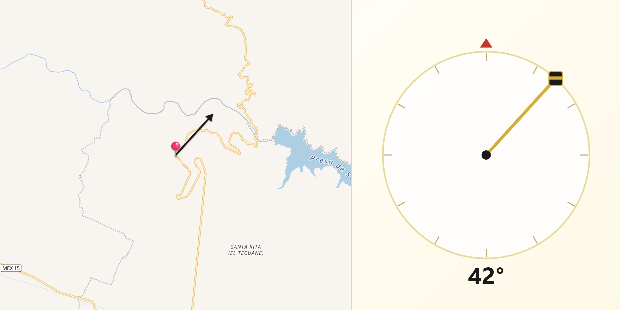 Dirección de la Qibla desde La Conchilla