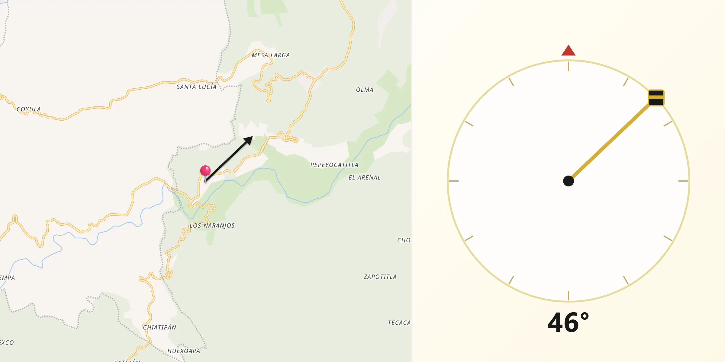 Dirección de la Qibla desde Zoquitipán