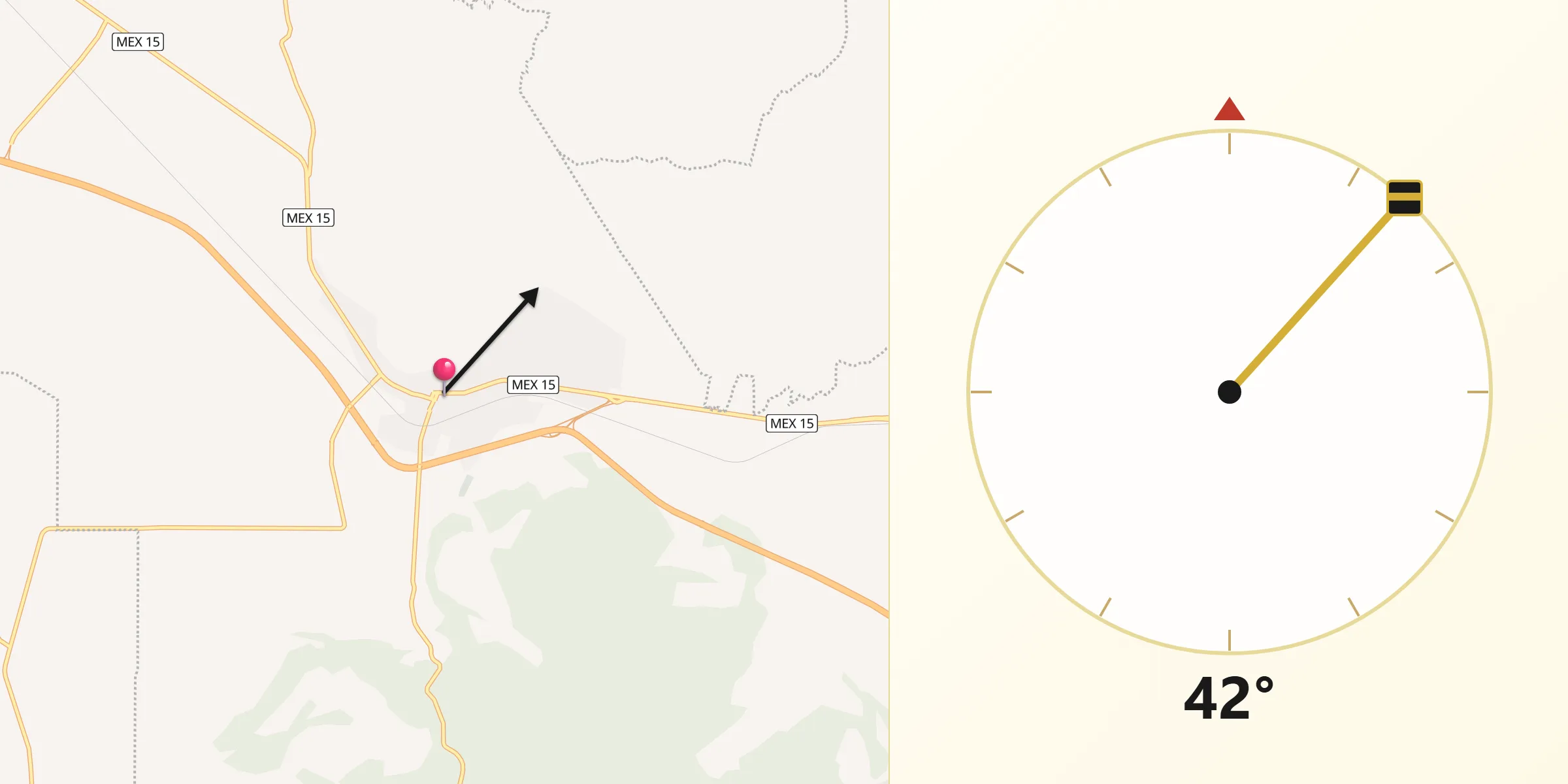 Dirección de la Qibla desde Magdalena
