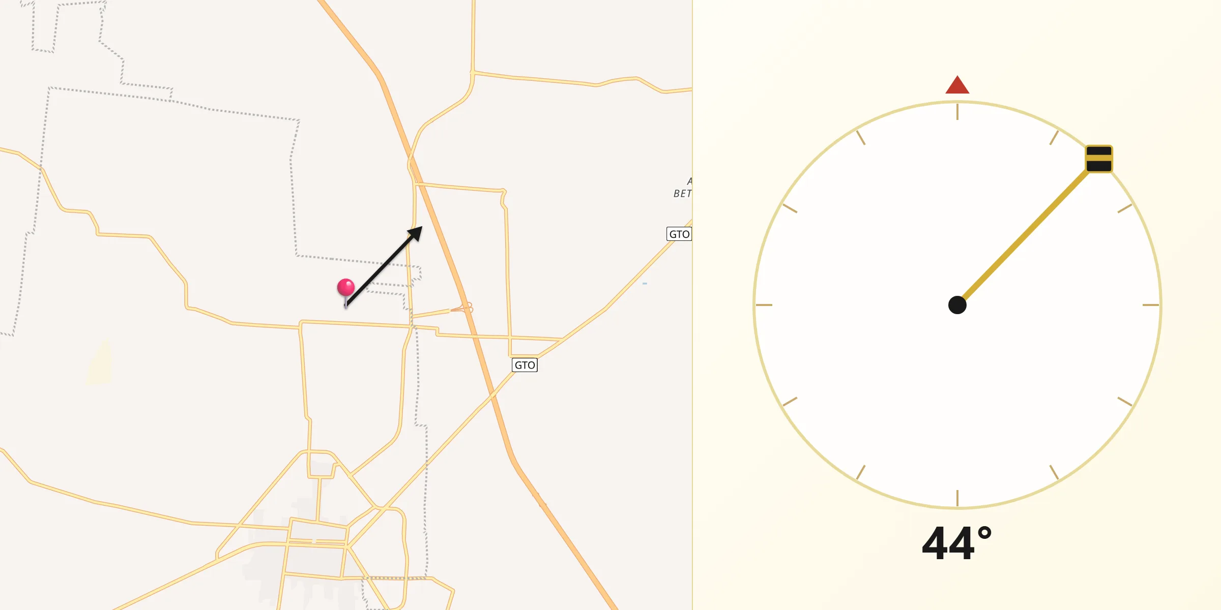 Dirección de la Qibla desde El Escoplo