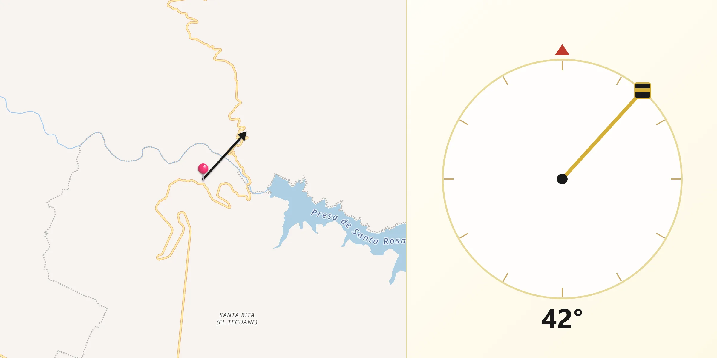 Dirección de la Qibla desde El Amarillo
