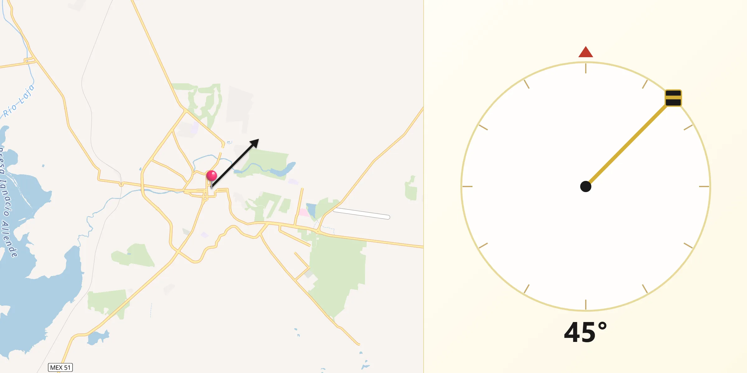 Dirección de la Qibla desde San Miguel de Allende