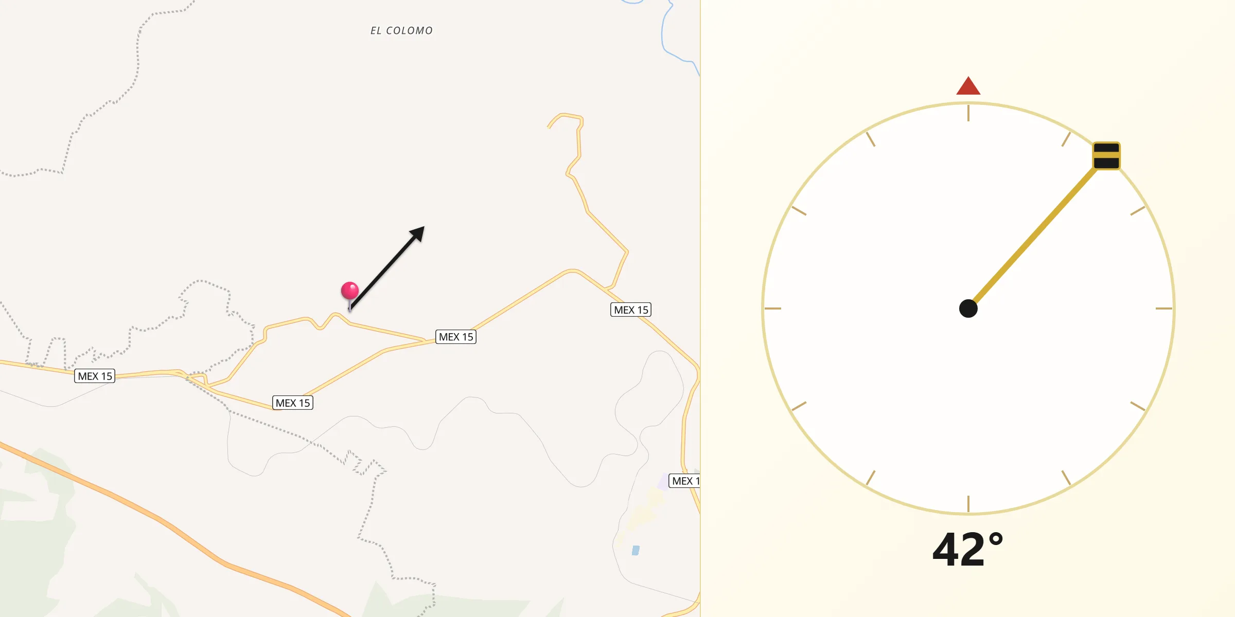 Dirección de la Qibla desde Santa Teresa