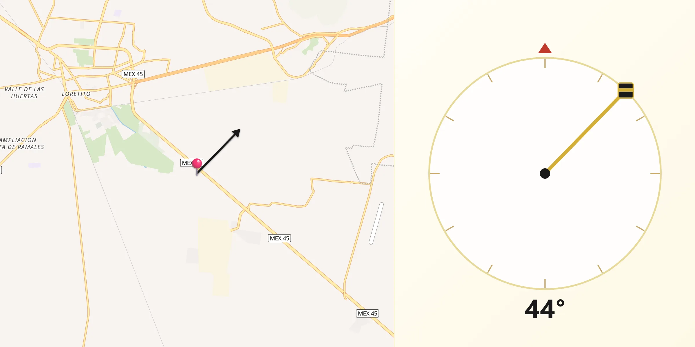 Dirección de la Qibla desde Menores