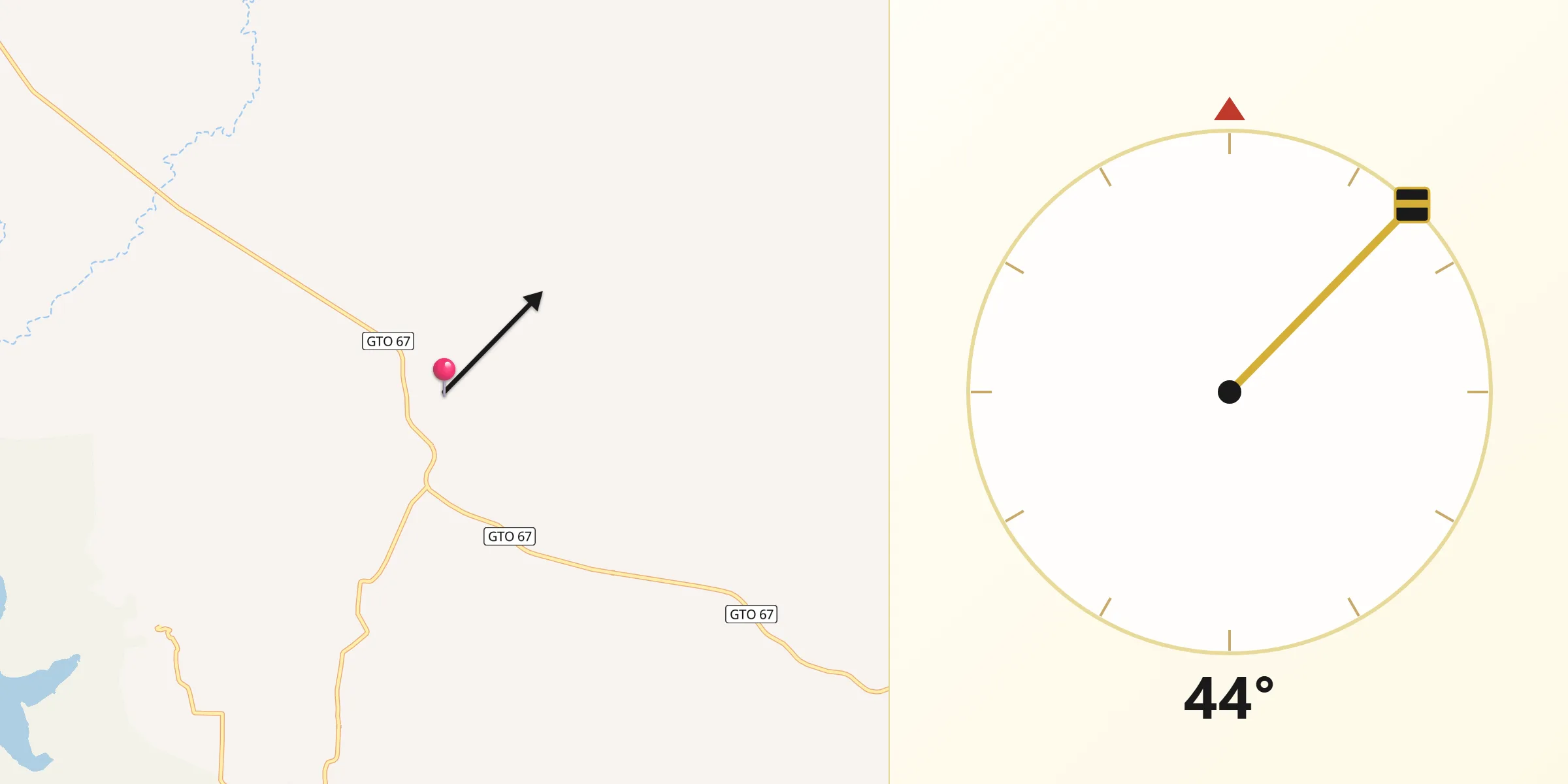 Dirección de la Qibla desde San José del Rodeo
