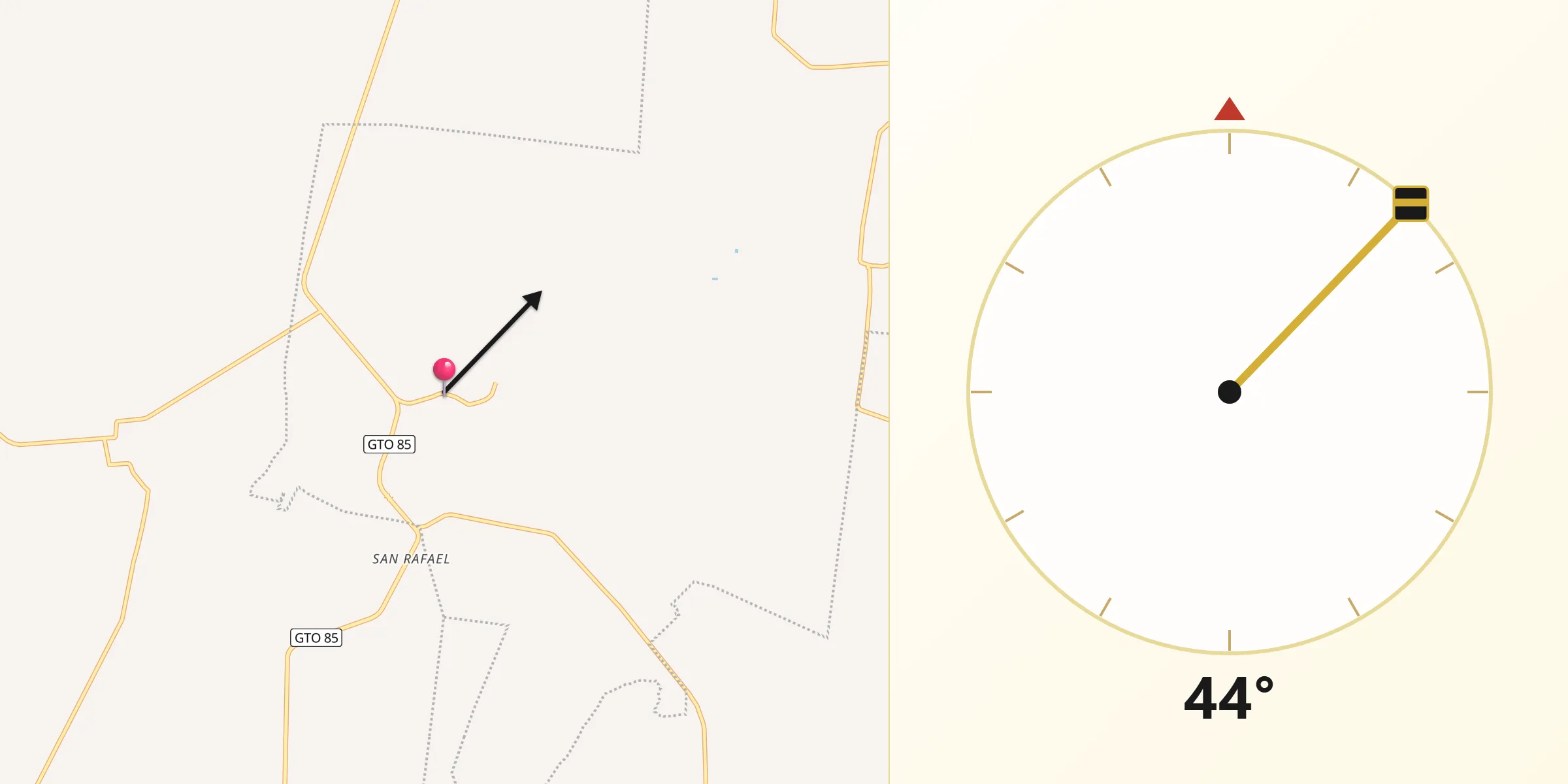 Dirección de la Qibla desde Plan Guanajuato (La Sandía)