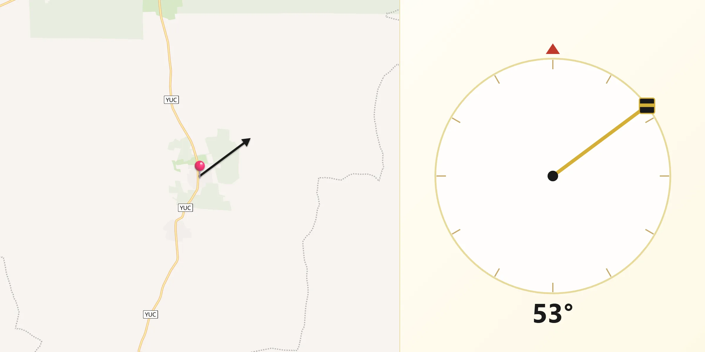Dirección de la Qibla desde Nacuche