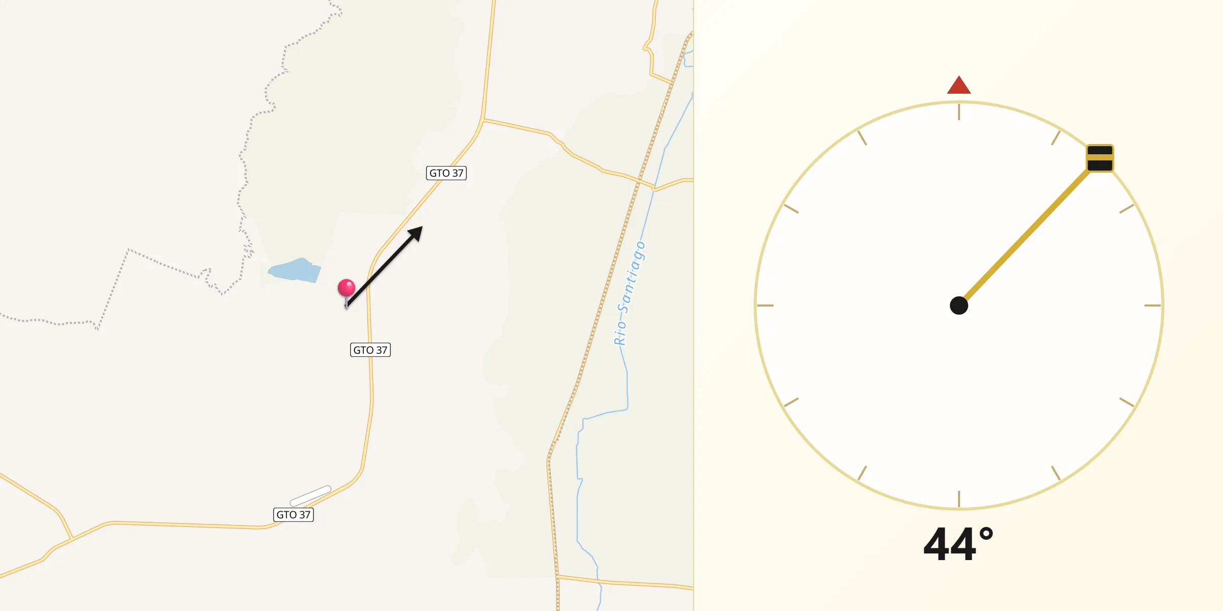 Dirección de la Qibla desde Cañada de Negros