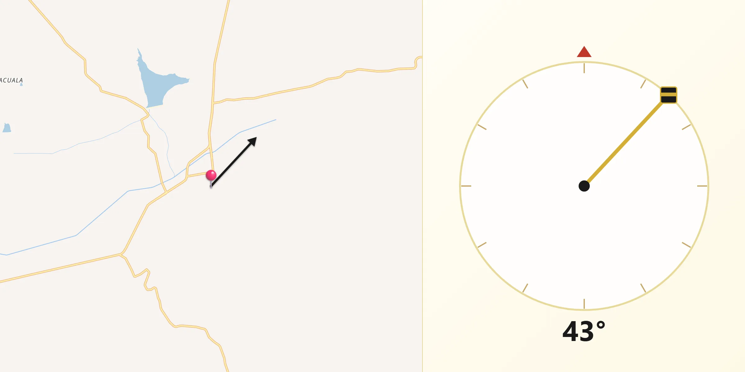 Dirección de la Qibla desde Cuquío