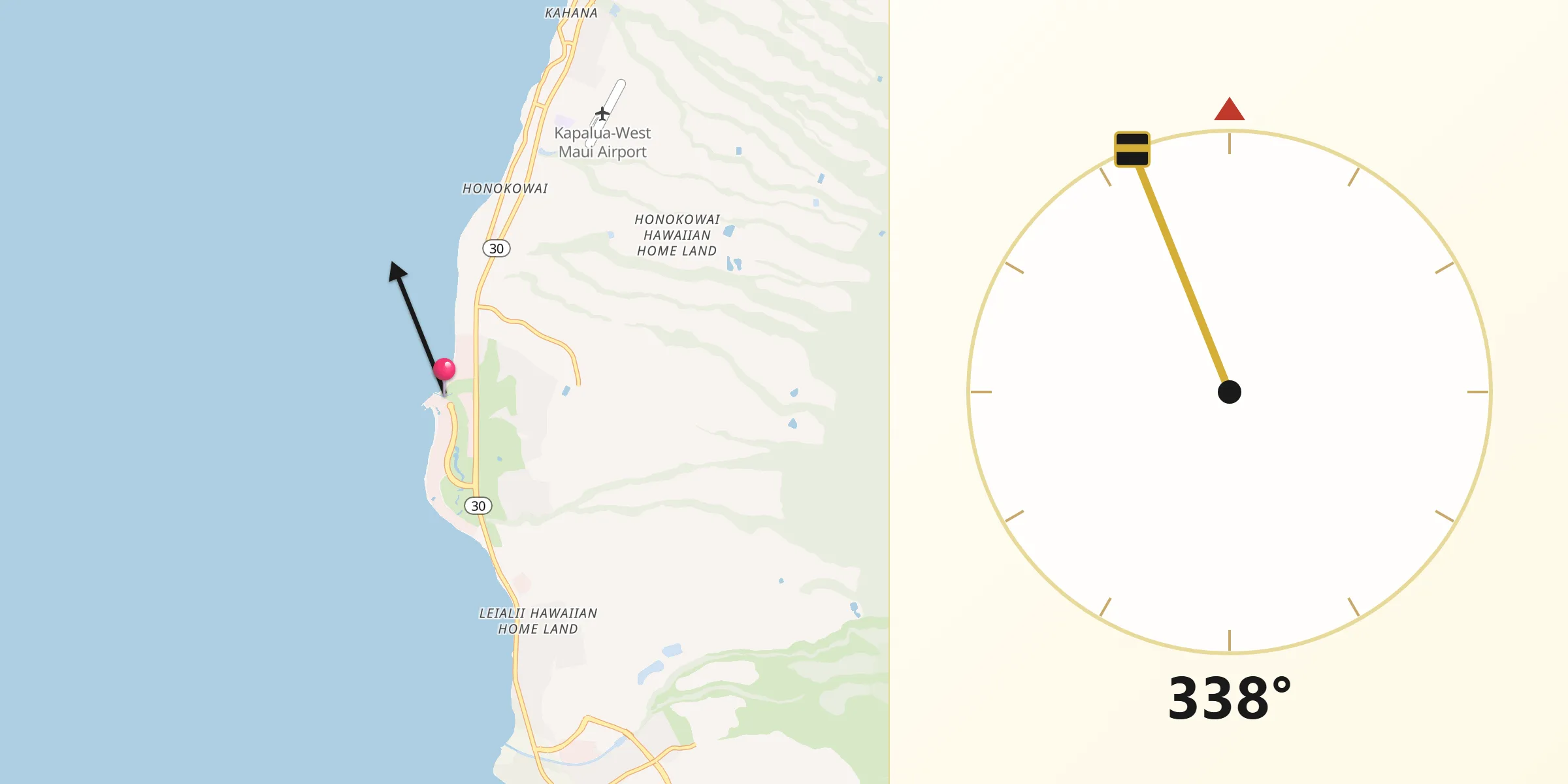 Qibla Direction from Kā‘anapali