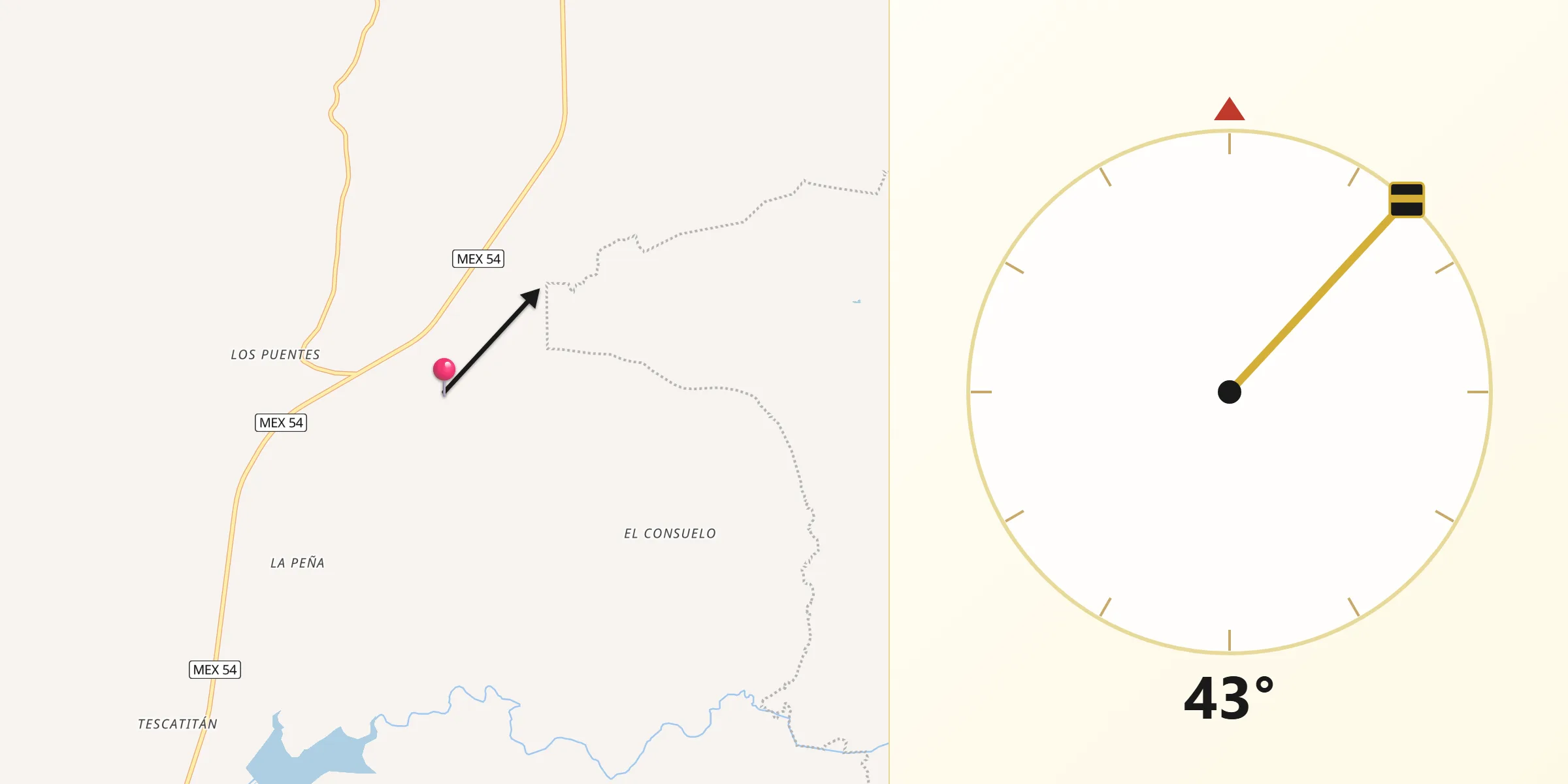 Dirección de la Qibla desde El Jagüey