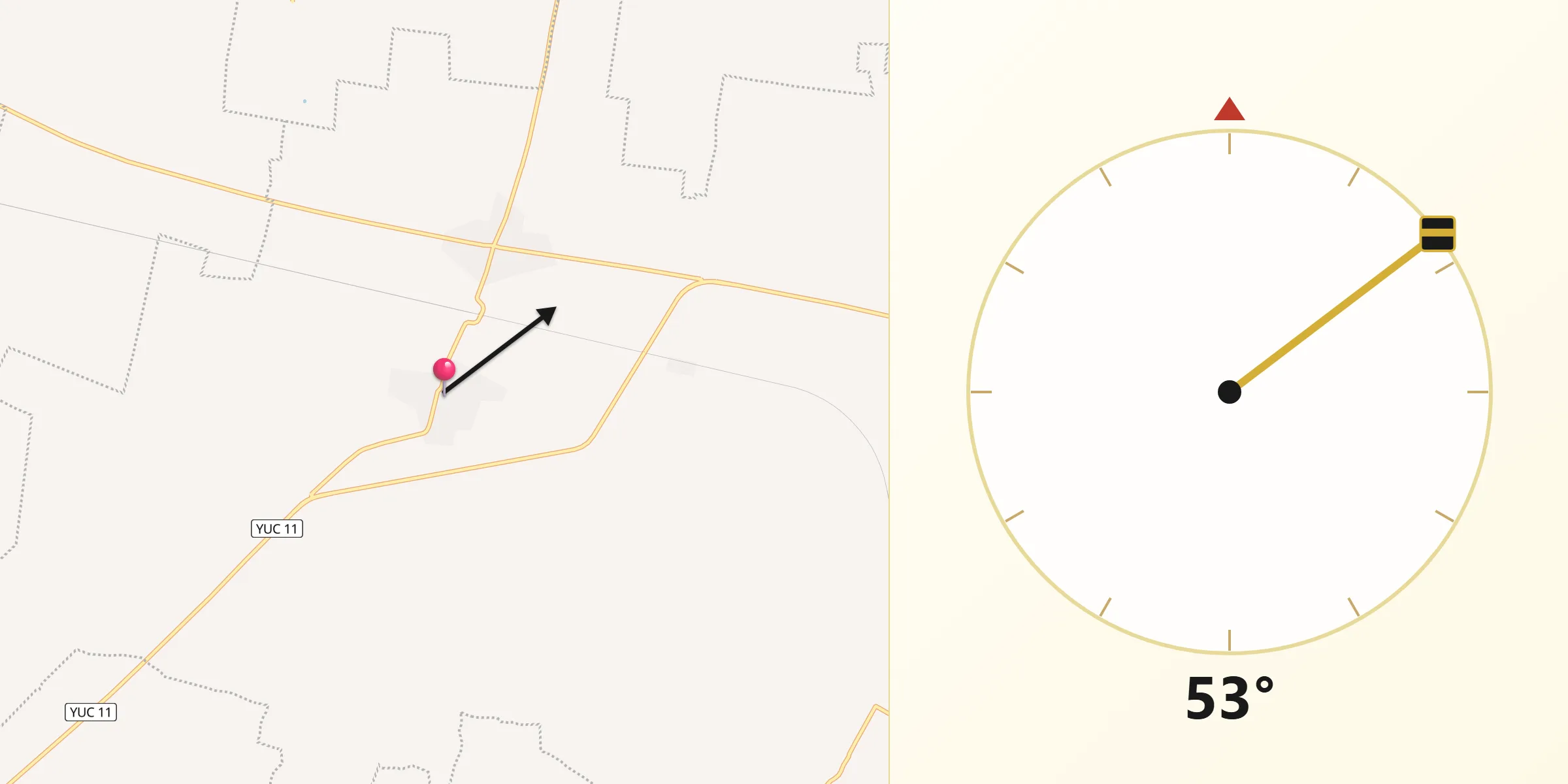 Dirección de la Qibla desde Kimbila