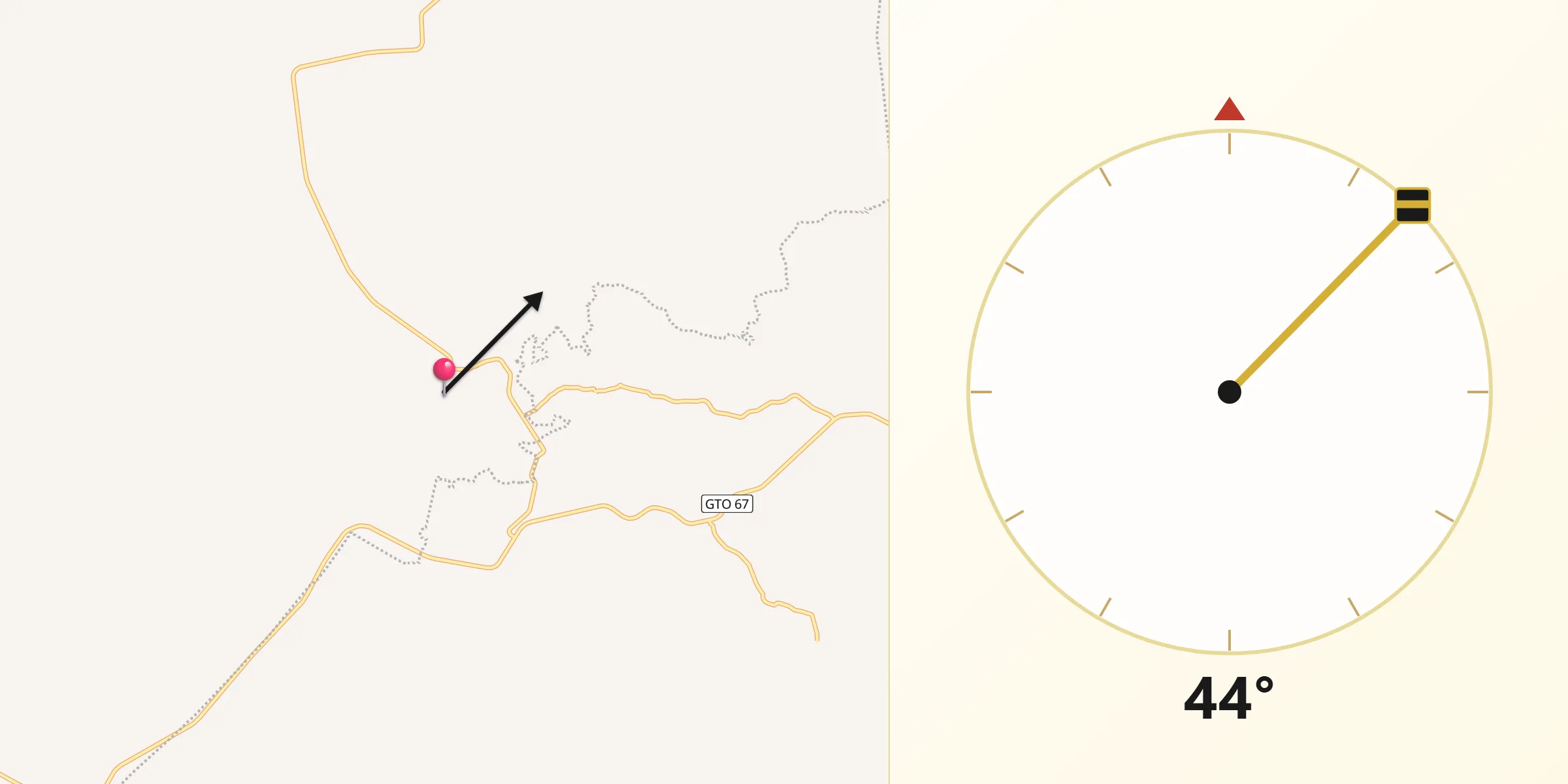 Dirección de la Qibla desde Xoconoxtle el Grande