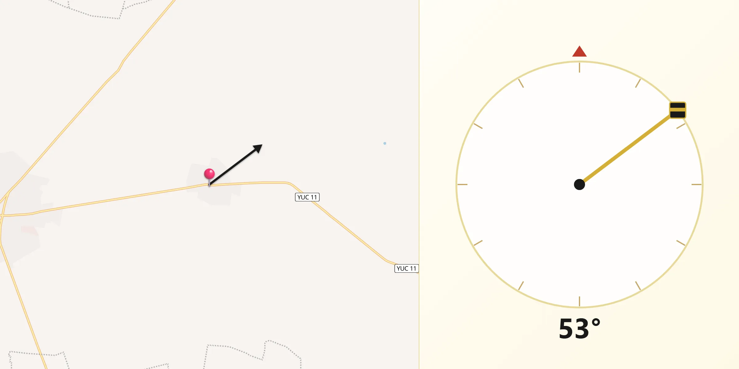 Dirección de la Qibla desde Sitilpech