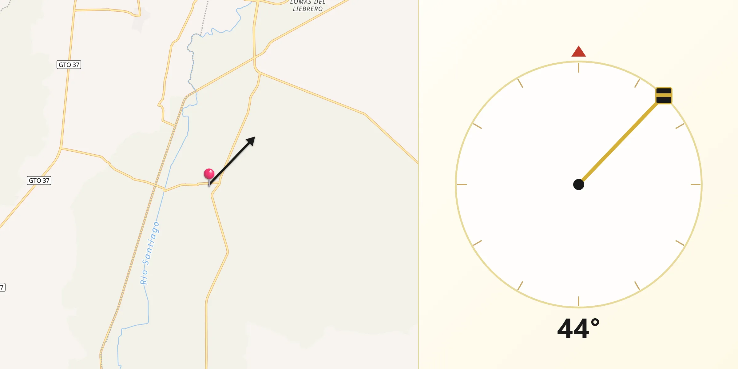 Dirección de la Qibla desde Silva