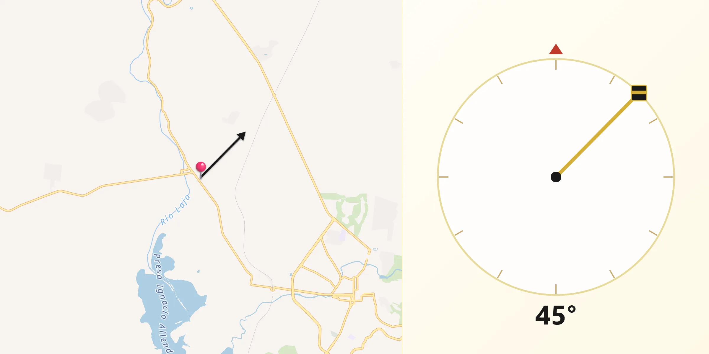 Dirección de la Qibla desde La Cieneguita