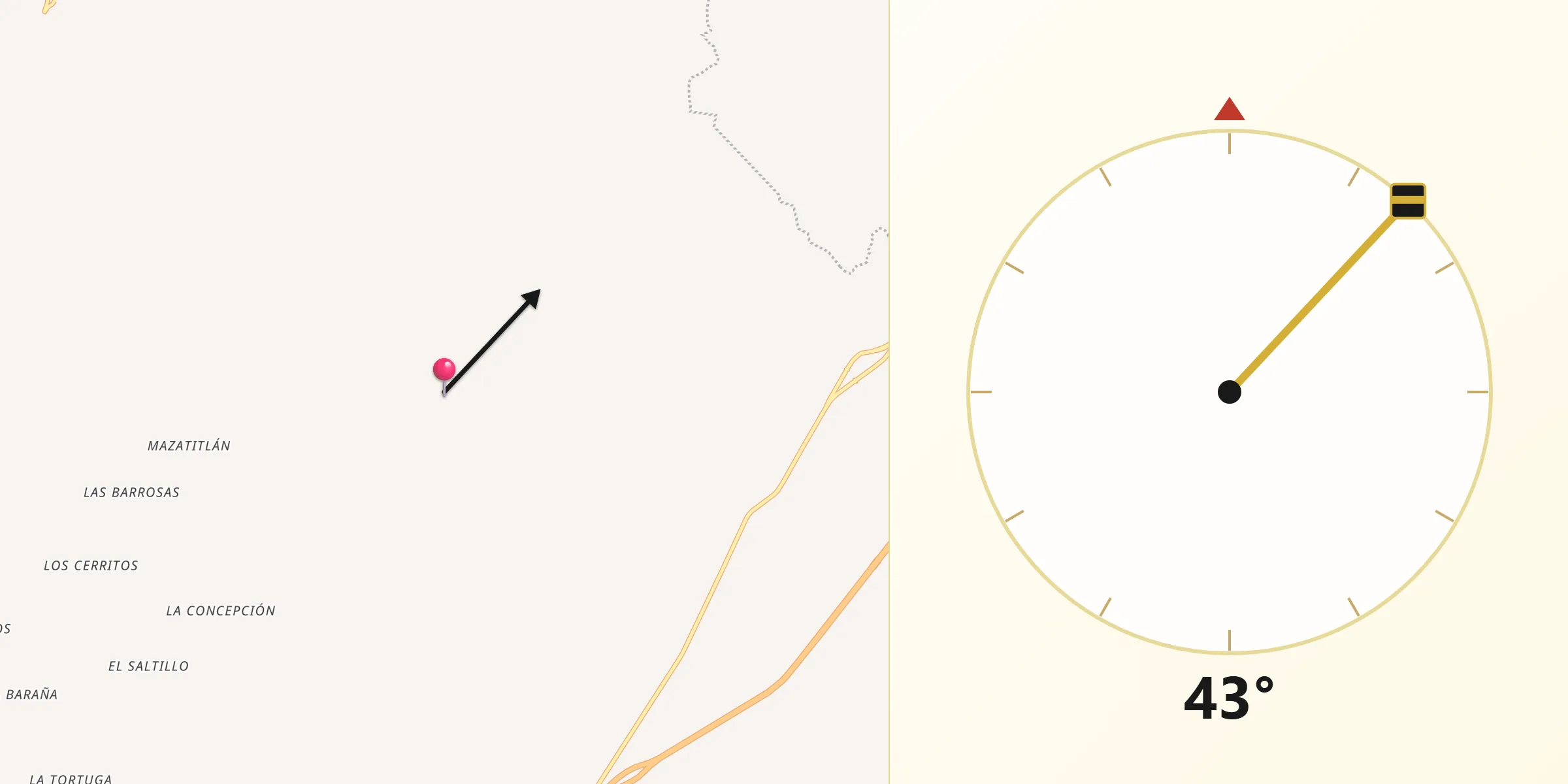 Dirección de la Qibla desde La Mina