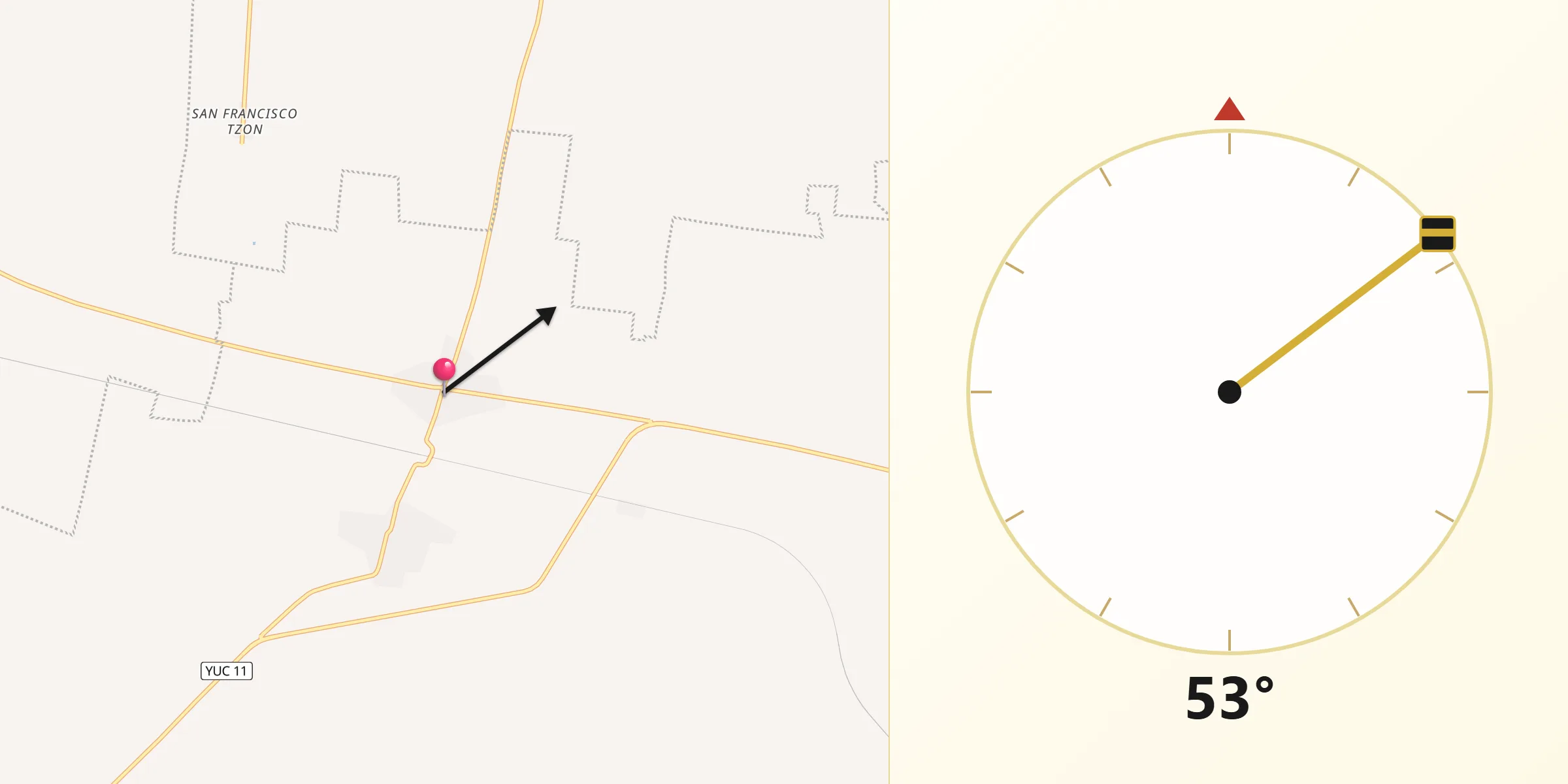 Dirección de la Qibla desde Citilcum