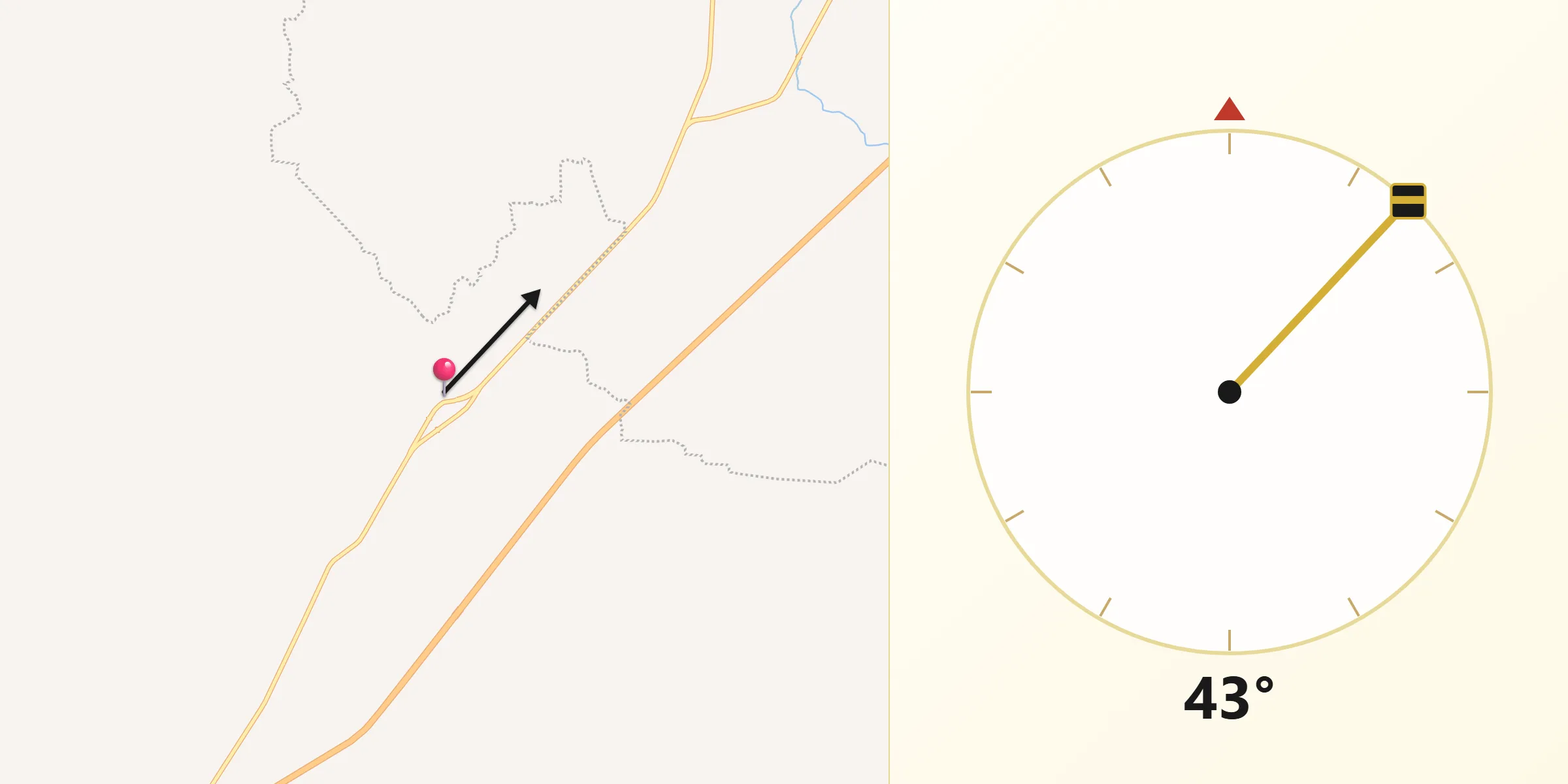 Dirección de la Qibla desde Pegueros